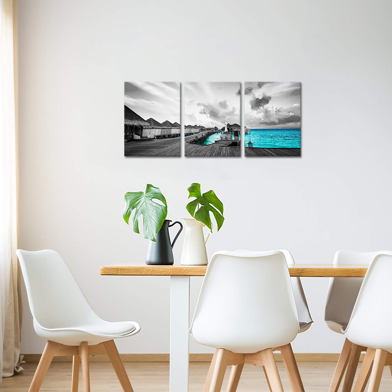 Turquoise Maldives Ocean Canvas Prints - Modern Seascape Wall Art for Bedroom & Bathroom Decor