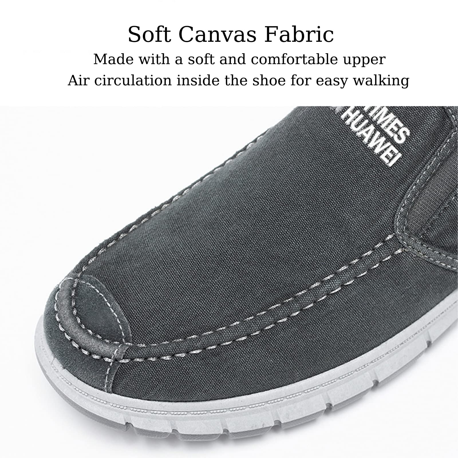 **Men's Lightweight Canvas Slip-On Loafers - Wide Width Comfortable Orthopedic Sneakers for Casual, Walking & Driving - Breathable Anti-Slip Sport Shoes for Outdoor & Tennis**    *(Ideal for Daily Wear, Travel, Work & Leisure Activities)*