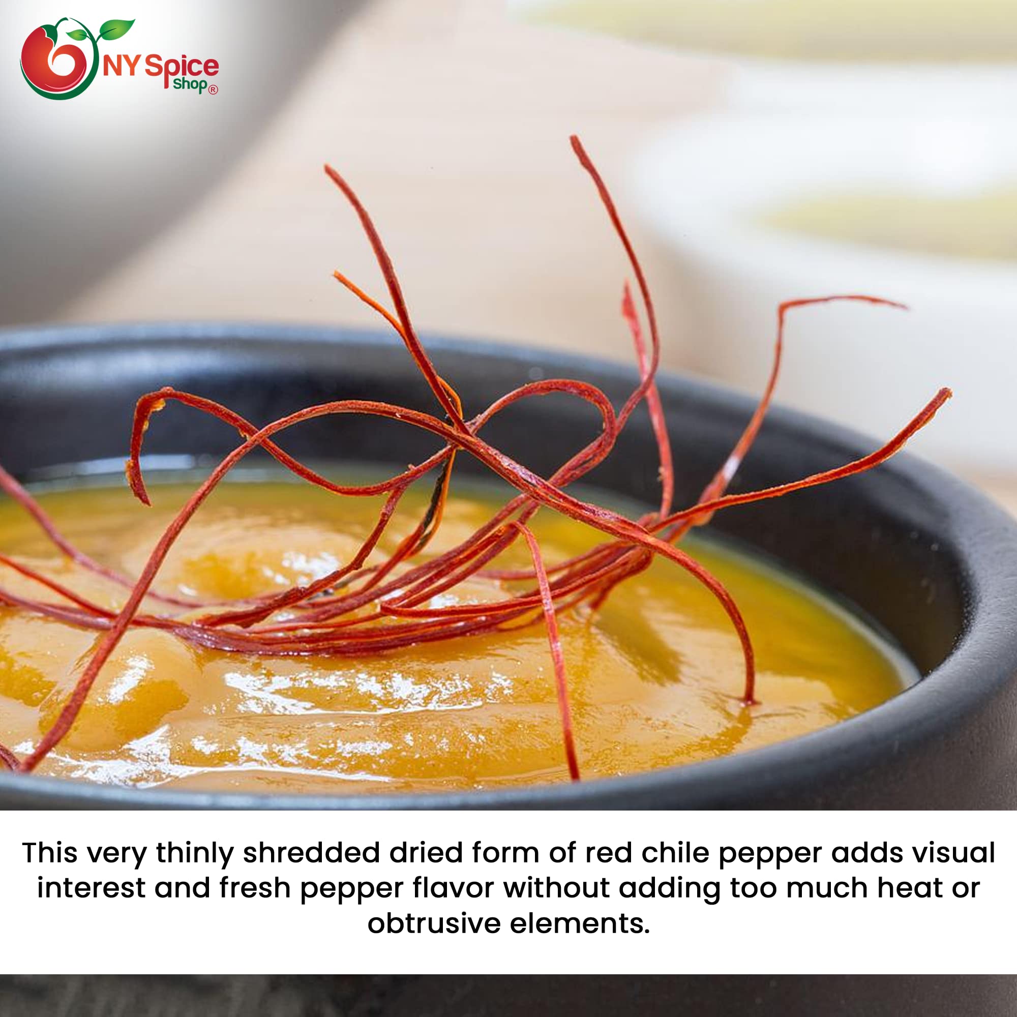 NY SPICE SHOP Premium Chili Threads - All Natural Shredded Red Pepper for Cooking & Garnishing - 2 Ounce | Perfect for Asian Dishes, Soups, Salads & Cocktail Garnish