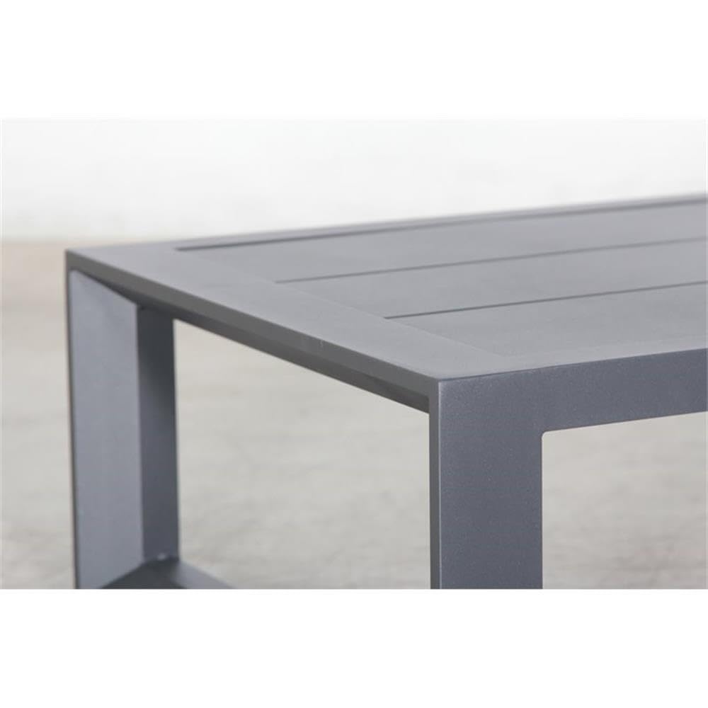Teva Furniture Paris Modern Aluminum Frame Coffee Table - Gray for Living Room, Lounge & Office Decor