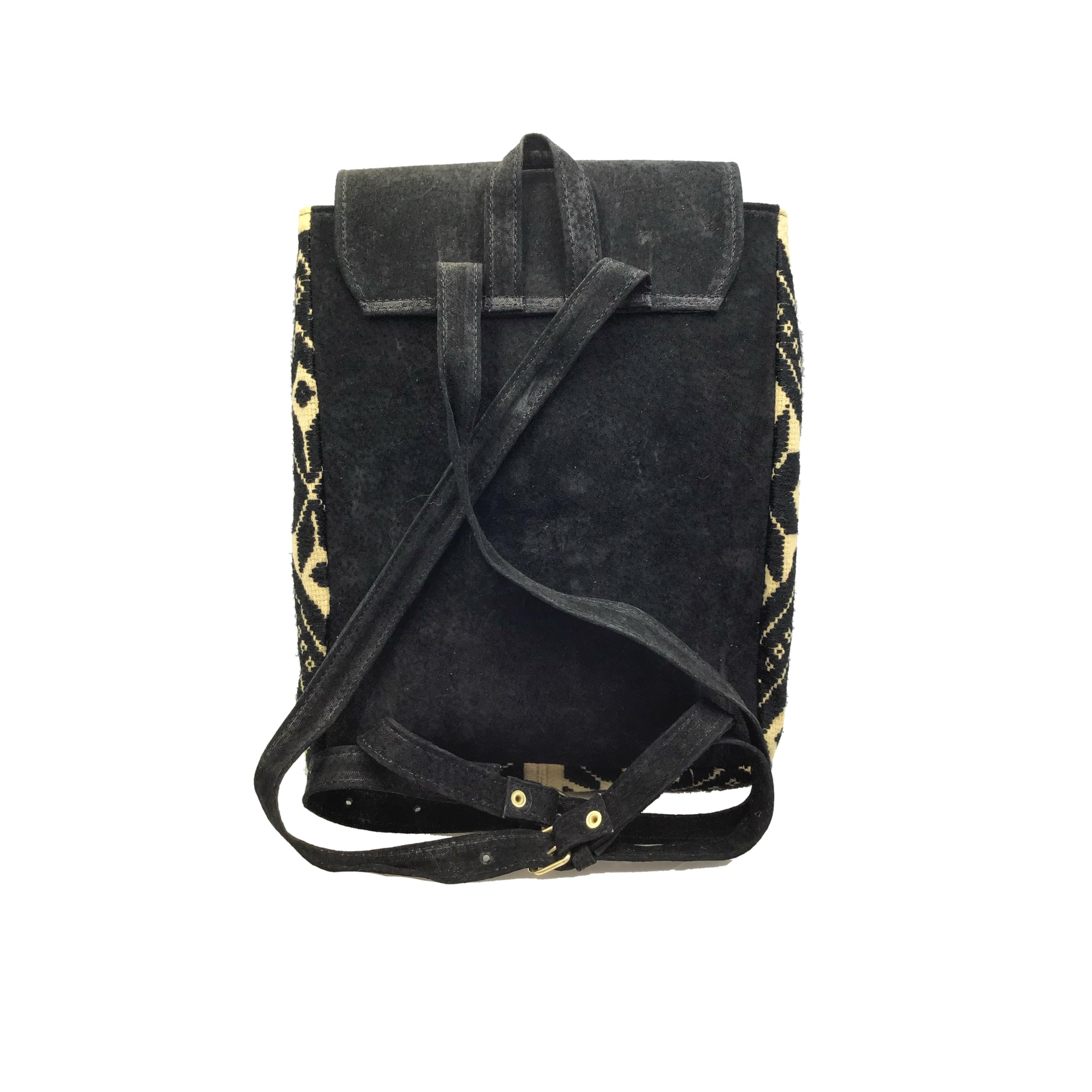 Handmade 'María' Leather Backpack with Mexican Embroidery - Unique Black Artisan Bag by Jühue Artesanal | Perfect for Travel, Work & Everyday Use | Made in Mexico