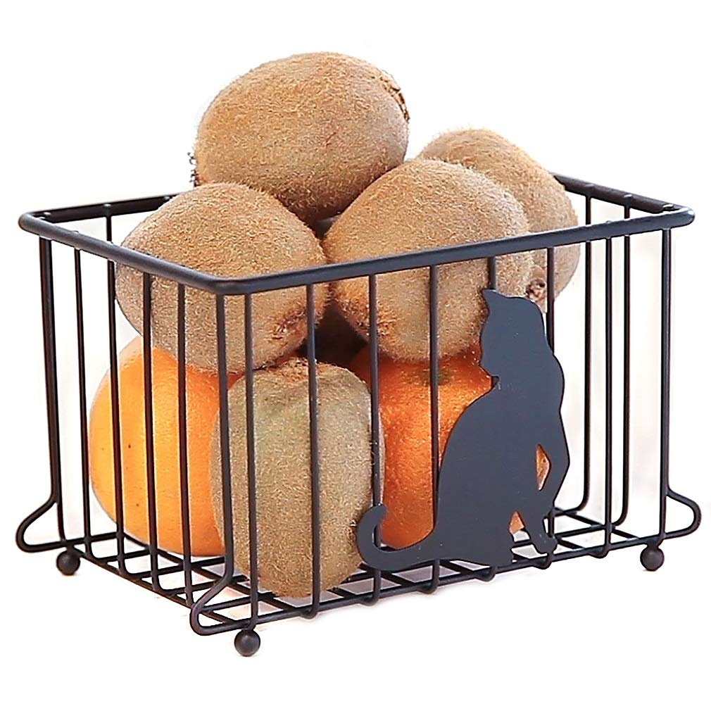 Lily's Home Medium Wire Storage Basket for Cat Lovers - Organize Kitchen, Pantry, Cabinet, Bathroom & Office | Perfect for Pet Supplies, Toiletries & Home Decor