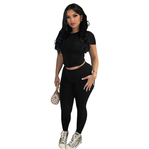 Leggings/Short Sleeve-black