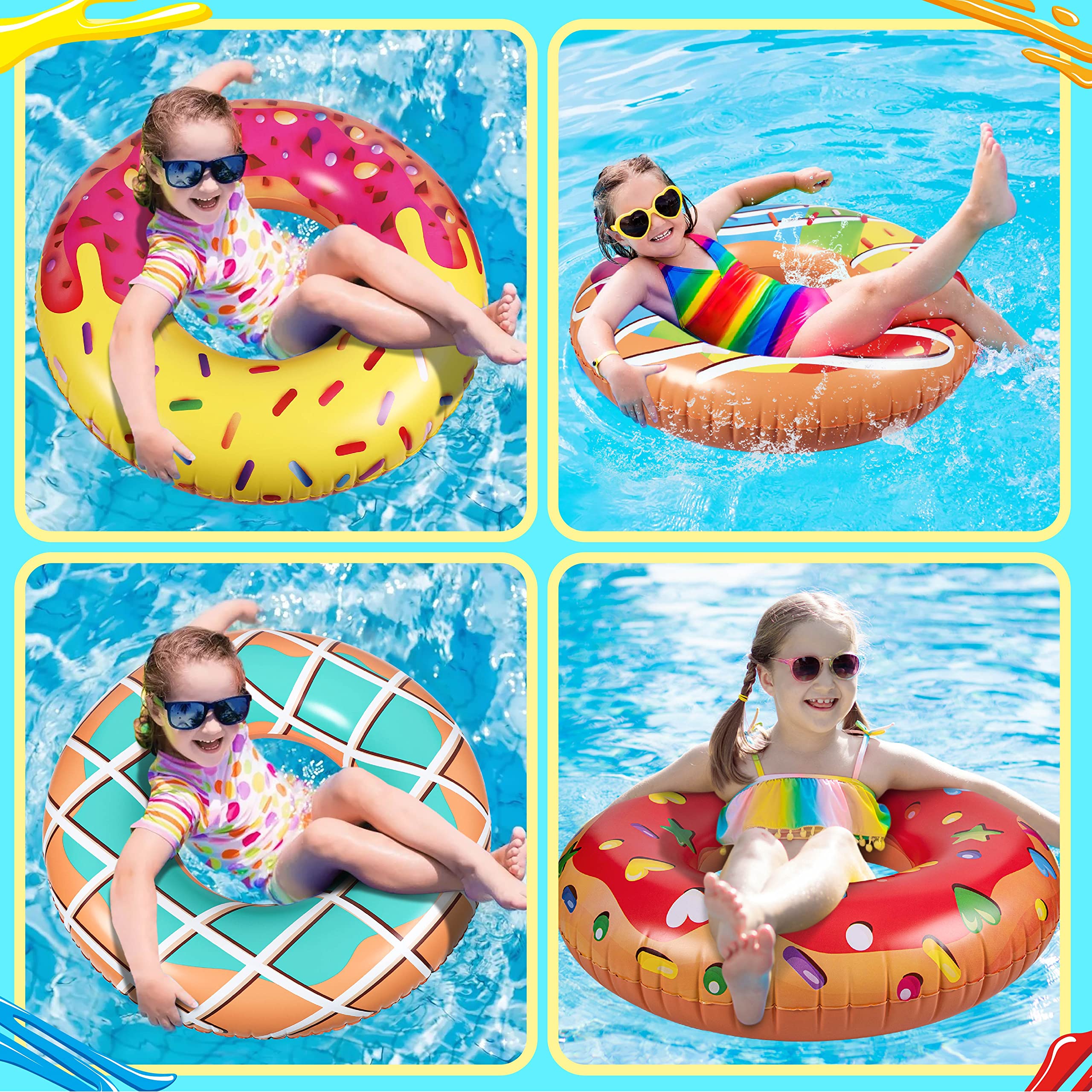 90Shine 7PCS Inflatable Donut Pool Floats - 13.5