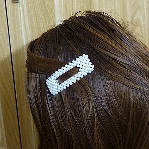 Shreya Fashion Off-White Pearl Hair Clips - 2 Pairs (4 Pcs) - Elegant Hair Accessories for Women & Girls - Perfect for Weddings, Parties & Everyday Wear