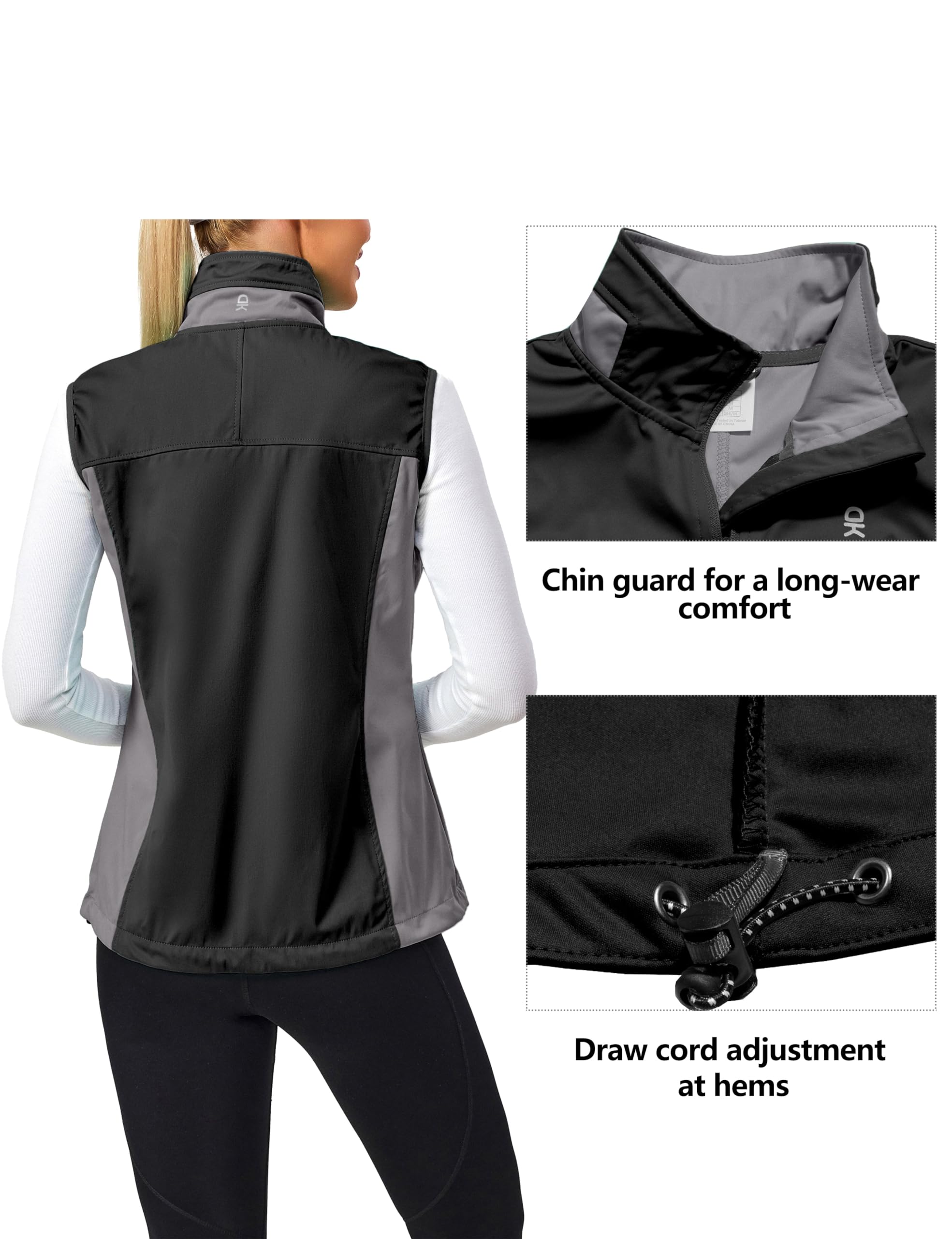 Little Donkey Andy Women's Lightweight Windproof Softshell Vest - Breathable Stretchable Jacket for Golf, Tennis, Running & Cycling - Perfect for Outdoor Sports & Active Lifestyle