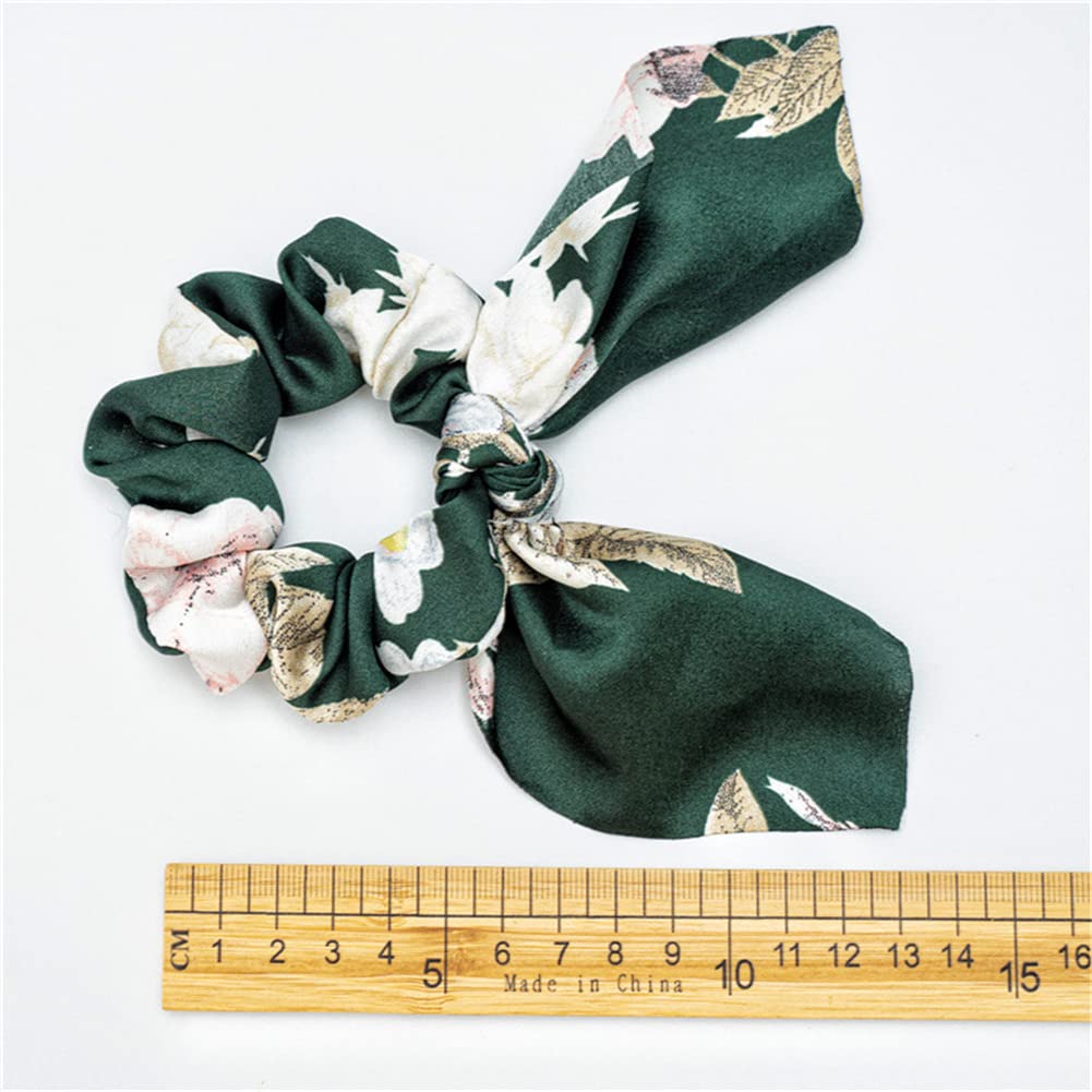 5PCS Floral Print Hair Scarf Scrunchies with Chiffon Ribbon - Soft Ponytail Holders & Hair Ties for Women | Perfect for Work, Gym, and Everyday Styling