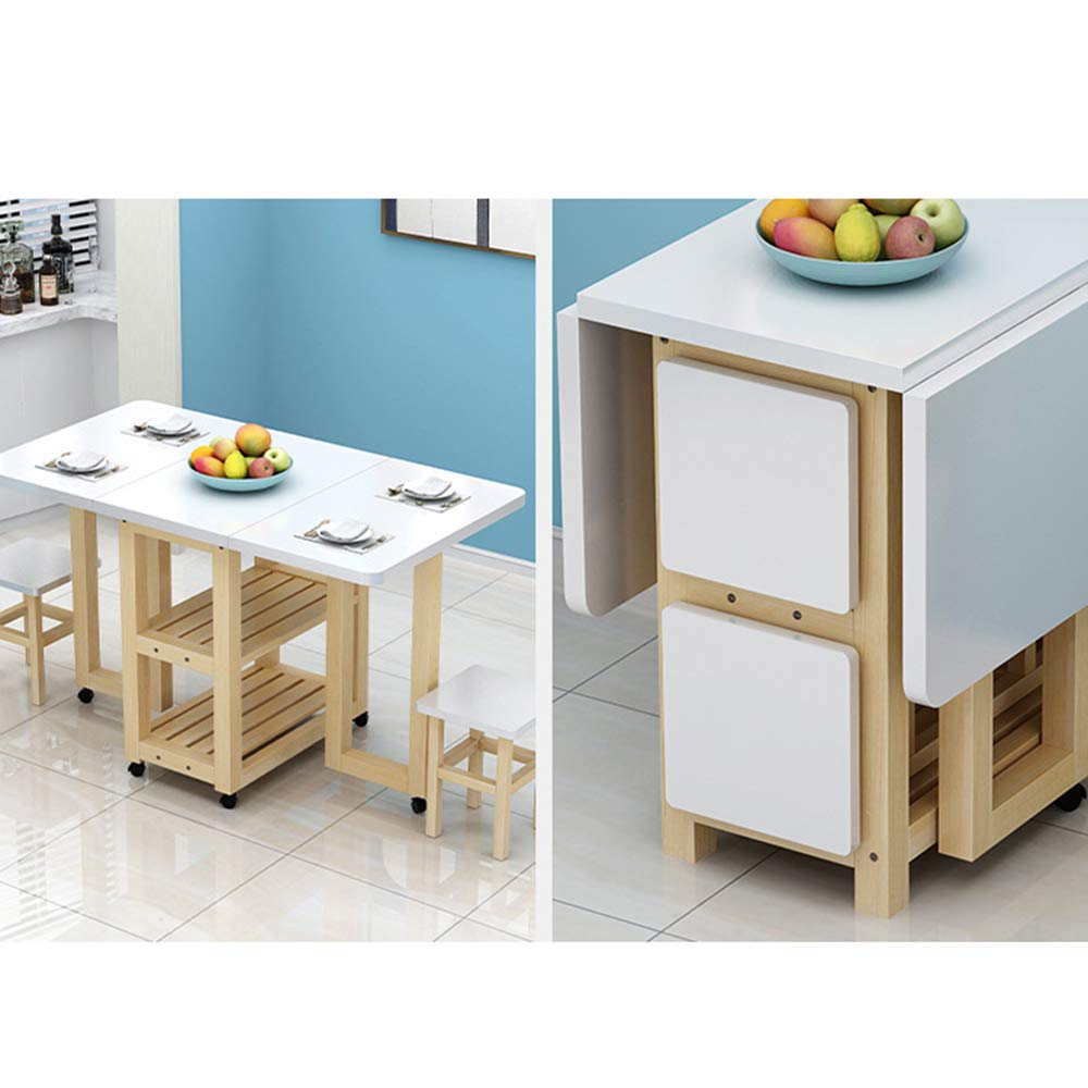 Expandable Solid Wood Dining Table and Chair Set - Space-Saving Folding Rectangular Table for Small Apartments, Modern Minimalist Kitchen Furniture | Perfect for Breakfast Nook, Studio Living & Compact Dining Spaces