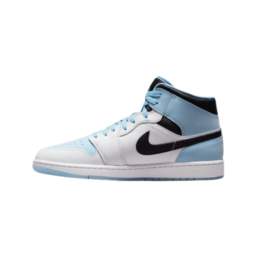 Air Jordan 1 Mid Reverse Ice Blue Black White Men's Basketball Shoes - Casual Sneakers for Streetwear & Sports