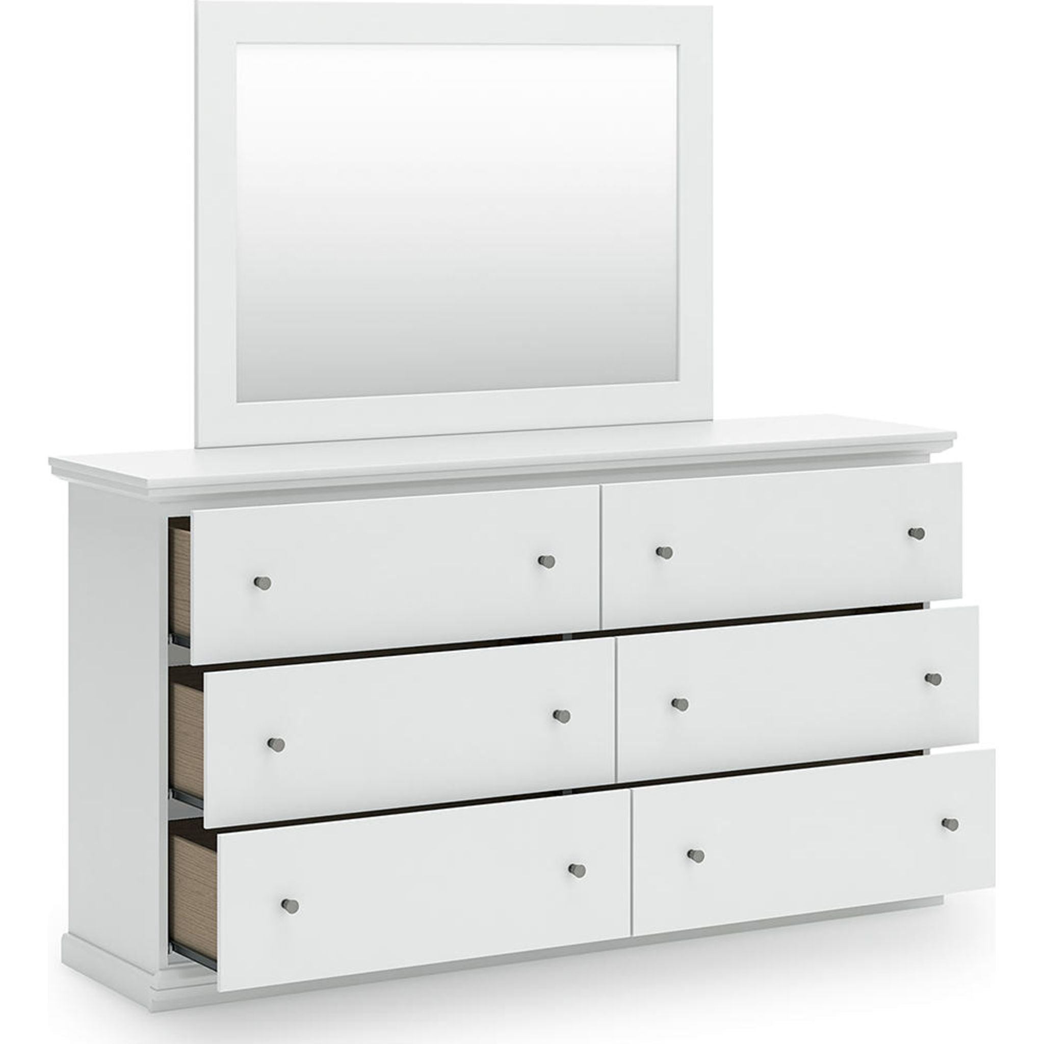Bostwick Shoals White Dresser and Mirror Set - Modern Bedroom Furniture for Home Decor & Storage