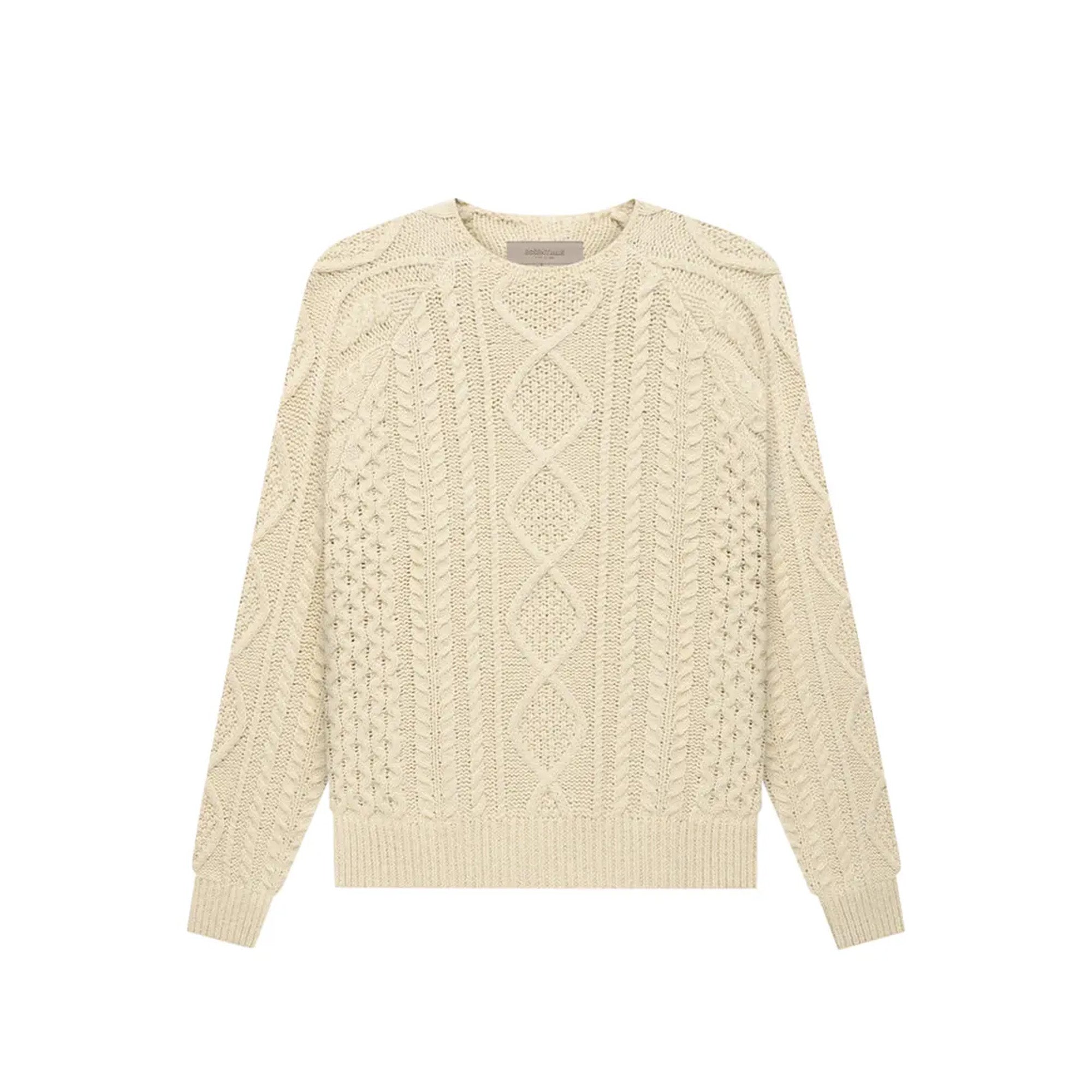 Fear of God Essentials Cable Knit Sweater in Eggshell - 2022 Collection | Cozy Winter Pullover for Men | Perfect for Casual Outfits and Layering