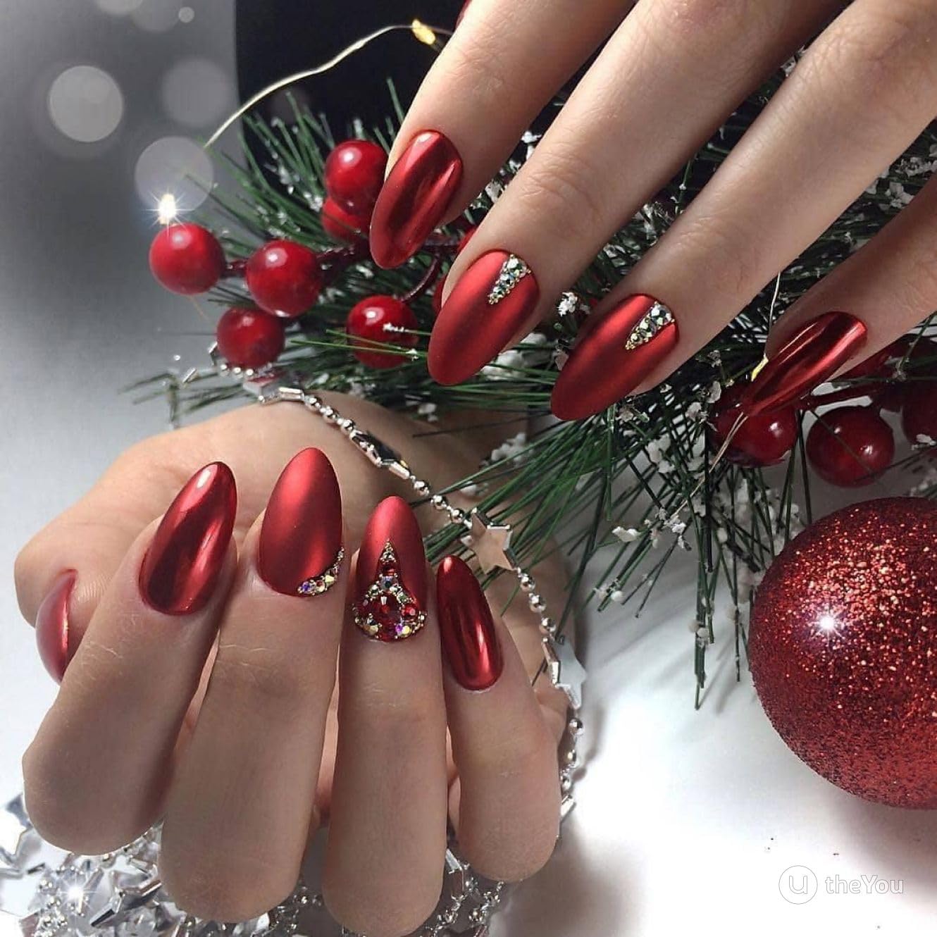 Red Chrome Nail Powder - High Gloss Metallic Mirror Effect Manicure Pigment for Christmas & Holiday Nail Art | Professional Glitter Powder for Gel Polish, Acrylic Nails & DIY Nail Designs