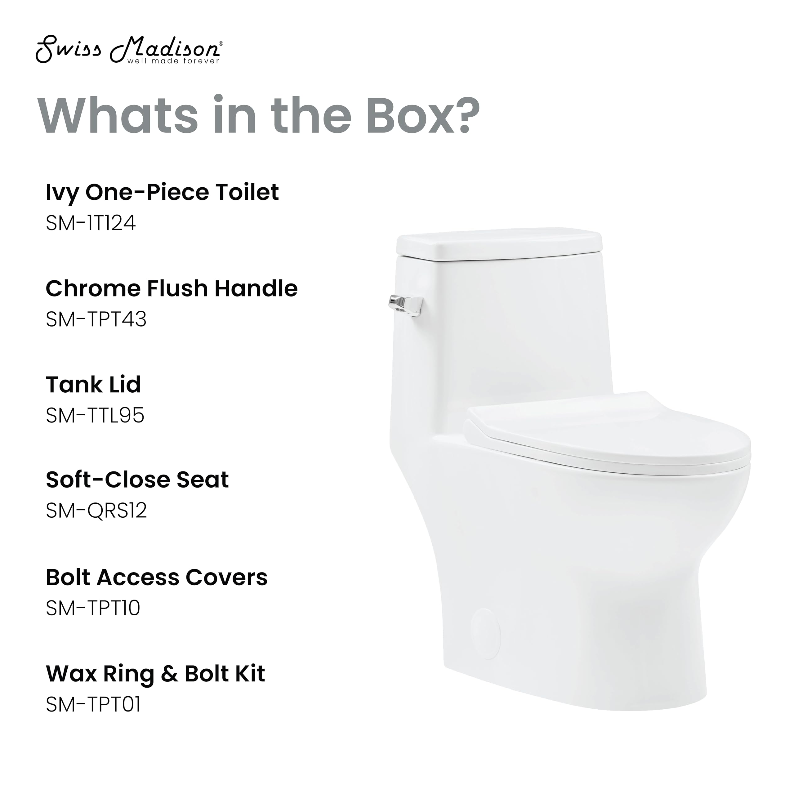 Ivy One-Piece Elongated Toilet with Left Side Flush, 10