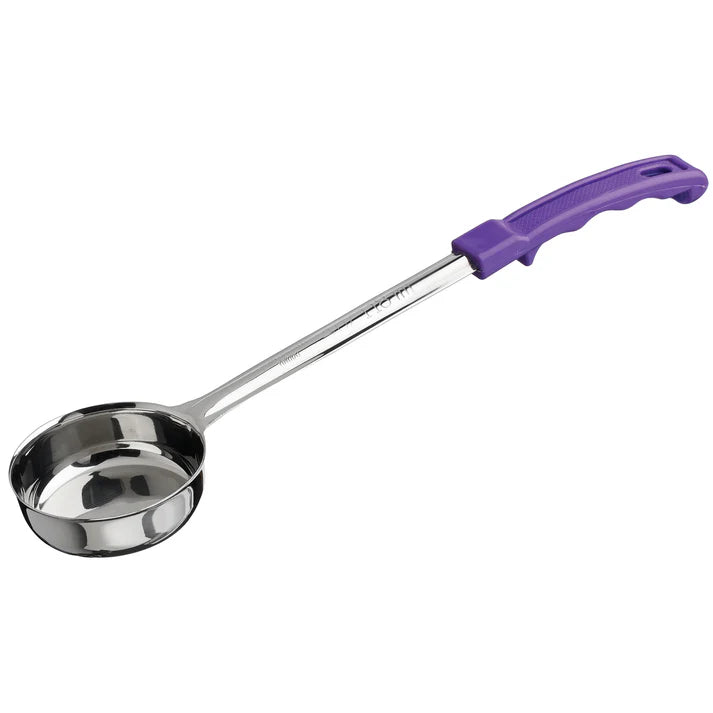 Winco 4 Oz Allergen-Free Portion Control Solid Spoon with Purple Handle - Perfect for Food Service, Restaurants, and Commercial Kitchens (FPS 4P)