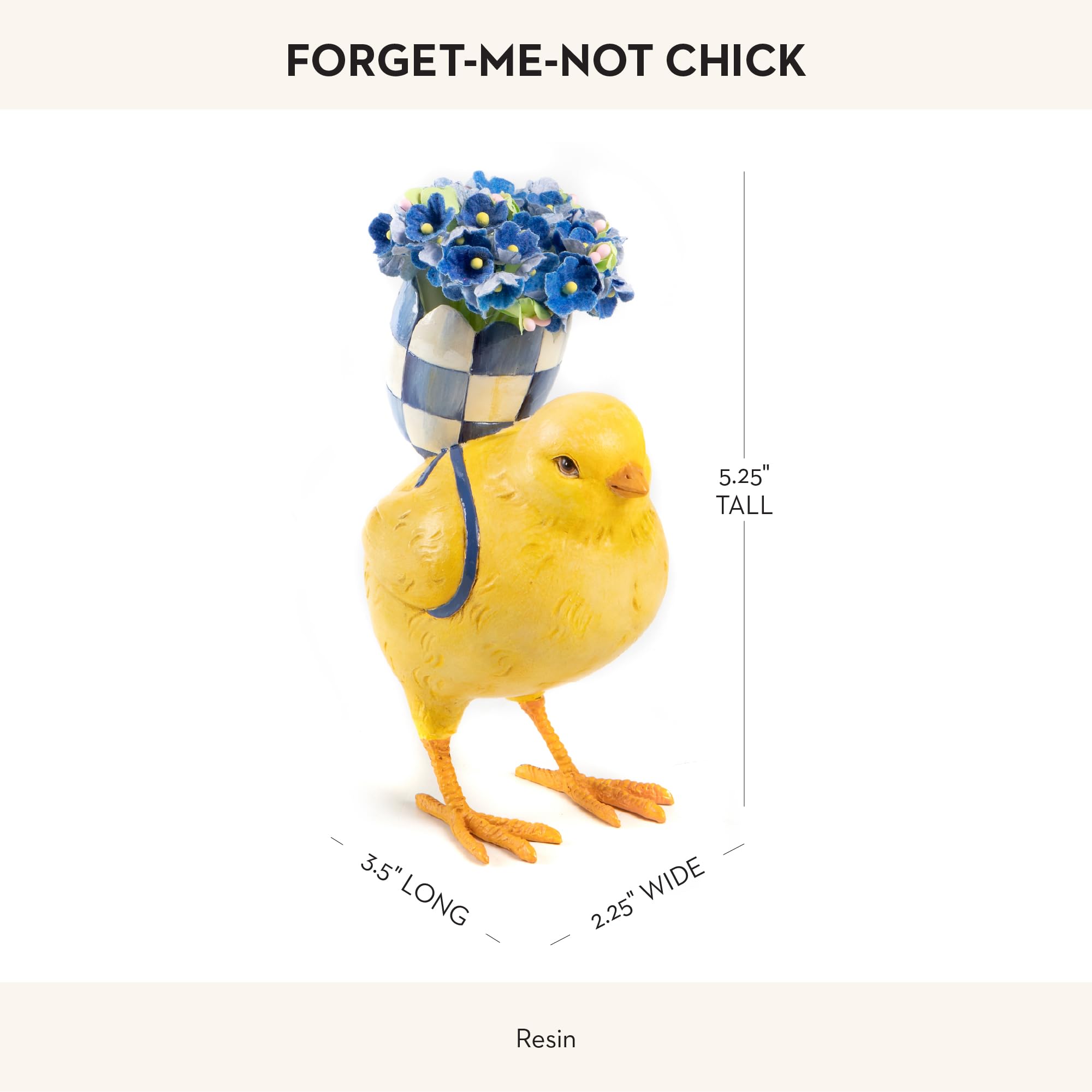 MacKenzie-Childs Forget-Me-Not Chick Figurine - Adorable Baby Chicken Decor for Spring & Easter - Perfect for Home, Tabletop, and Seasonal Display