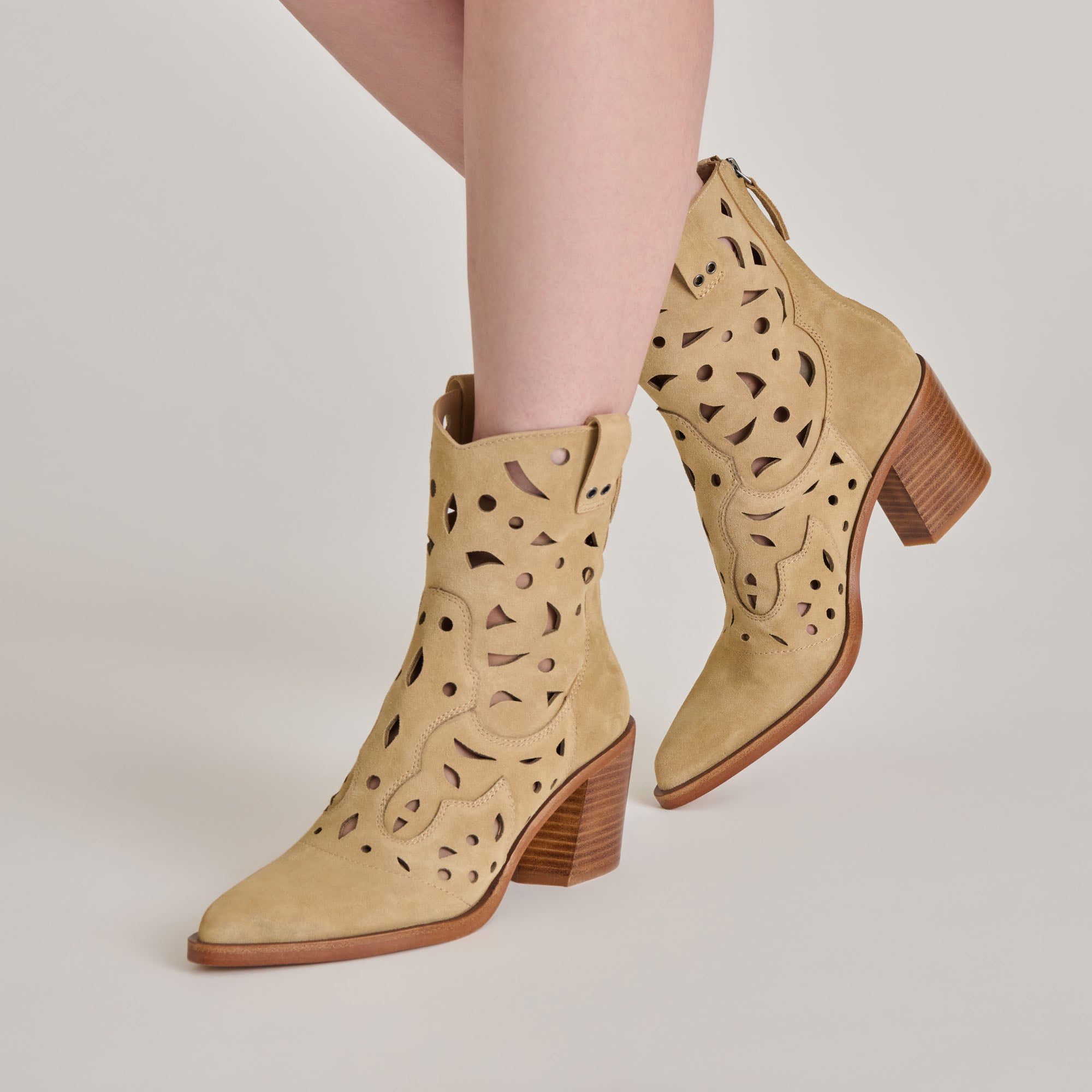 ZENOBI Women's DK Taupe Suede Booties - Comfortable Ankle Boots for Fall & Winter Fashion, Casual Outfits, and Office Wear