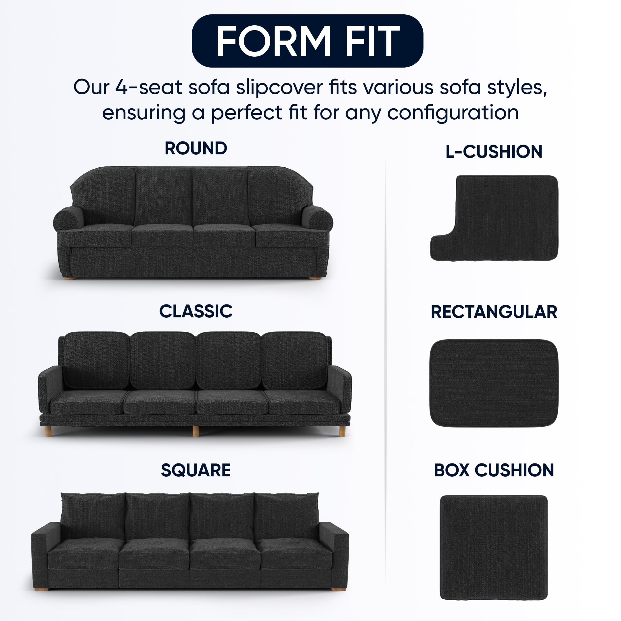 PAULATO BY GA.I.CO. Stretch Sofa Slipcover - 1-Piece Washable Couch Cover with Soft Microfiber Fabric - Form Fit Protector for Pets - Light Grey - Perfect for Living Room, Family Room & Pet-Friendly Homes