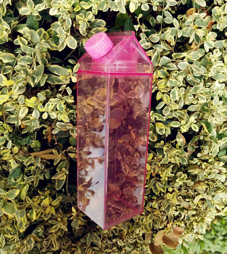 17oz (500ml) Leakproof Pink Milk Carton Water Bottle - Portable & Cute Drinkware for Outdoor Activities, Hiking, Camping & Travel - BPA Free Reusable Bottle for Kids & Adults