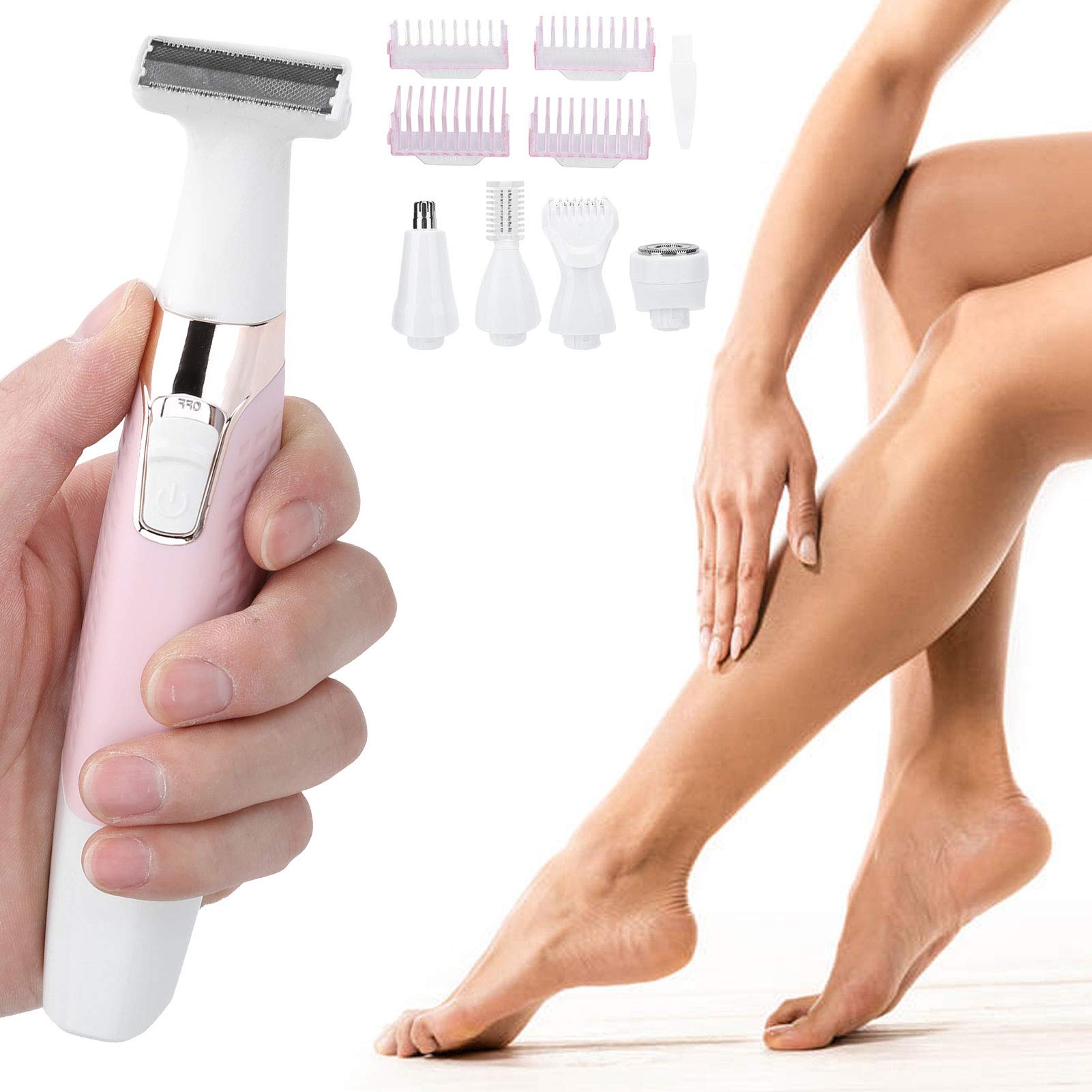 5-in-1 Electric Body Depilator for Women - USB Rechargeable Painless Hair Removal Epilator & Shaver with 5 Attachments for Face, Legs, Bikini, Arms - Perfect for Travel, Home & Salon Use