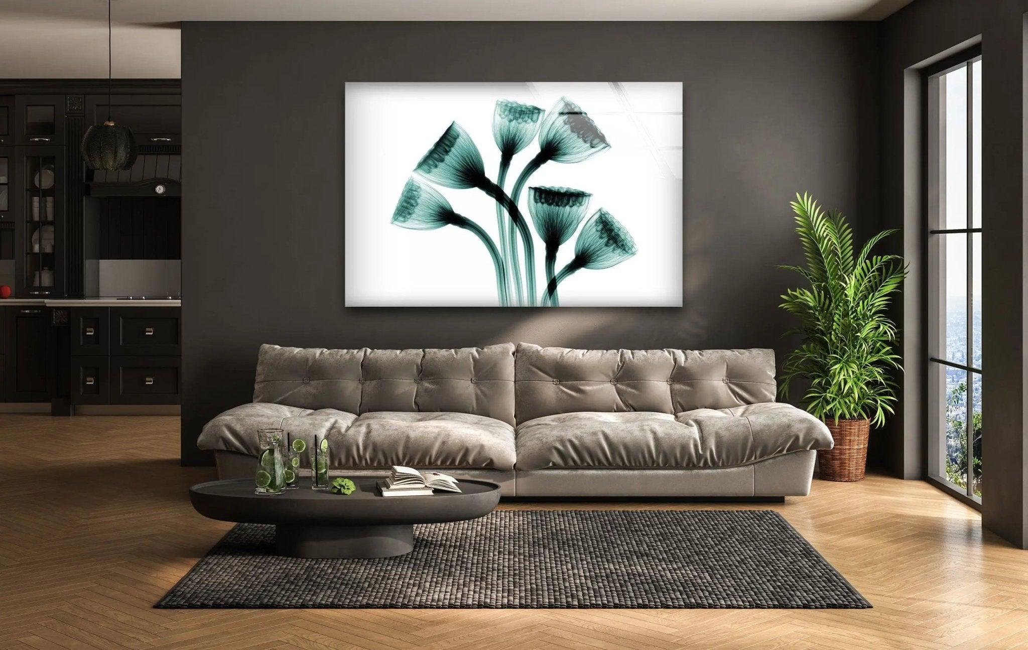 Albert Koetsier Lotus Seedheads Glass Wall Art - Elegant Handcrafted Floral Decor for Living Room, Bedroom & Office - Perfect for Home & Office Decorations
