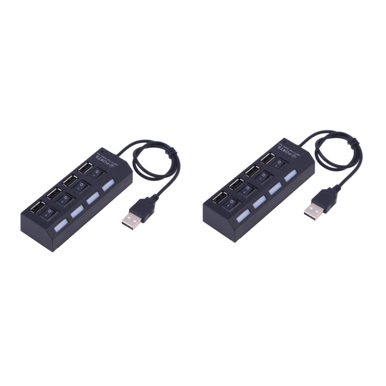 2-Pack 4-Port USB 2.0 Hub Splitter - High Speed Data Transfer Hub for Laptop, PC, Mac - Perfect for Home Office, Gaming & Charging Multiple Devices