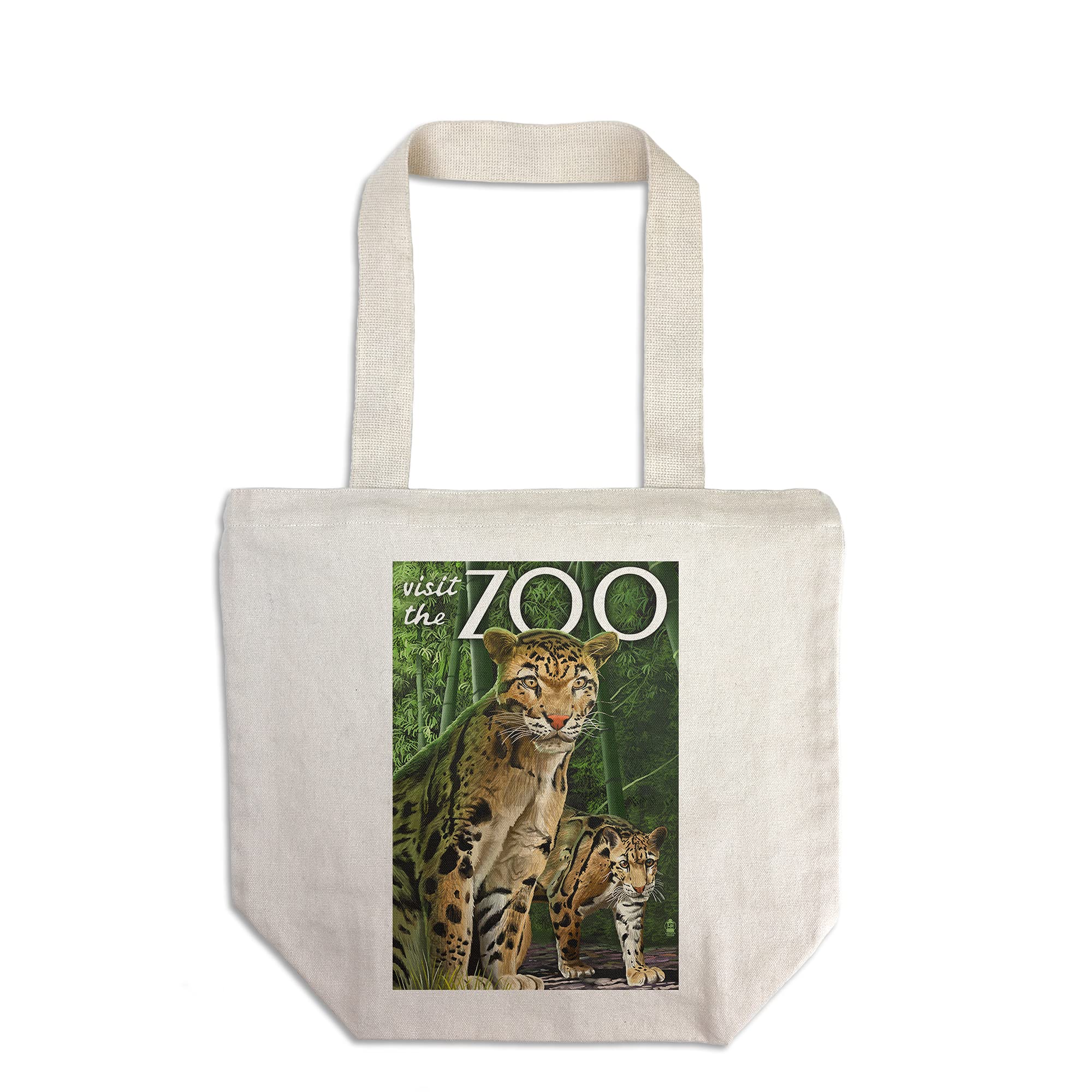 Lantern Press Clouded Leopard Zoo Visit - 100% Cotton Canvas Reusable Tote Bag for Shopping, Beach & Everyday Use