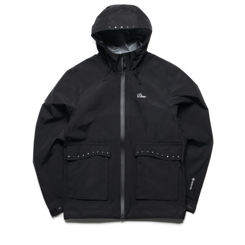 Dime x Adidas Studded GORE-TEX Waterproof Jacket for Men - Black Windbreaker for Outdoor Hiking & Streetwear Fashion