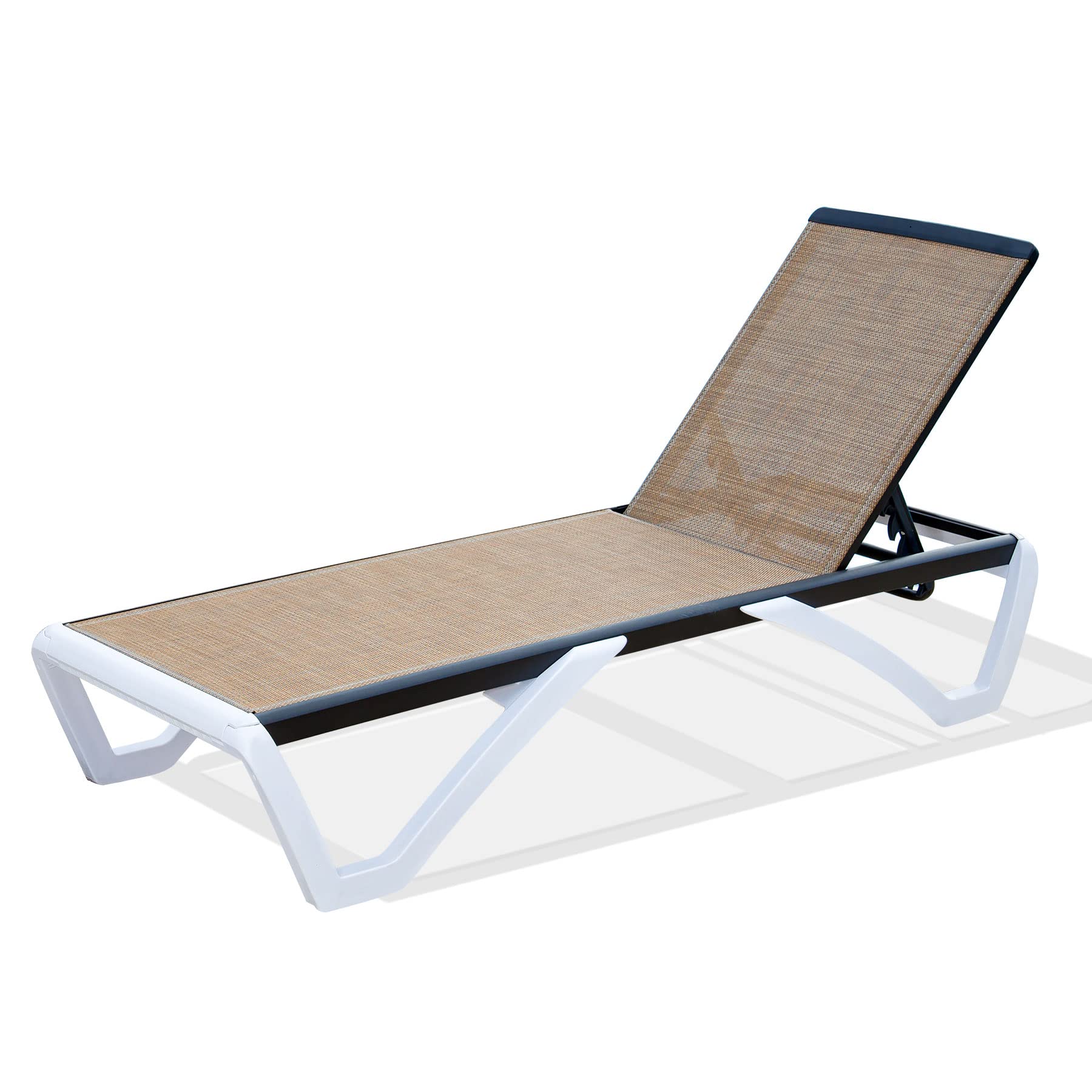 Domi Adjustable Aluminum Pool Lounge Chair - All-Weather Textilene Outdoor Chaise Lounge for Deck, Lawn & Backyard (Brown) | Perfect for Poolside Relaxation, Sunbathing & Patio Lounging