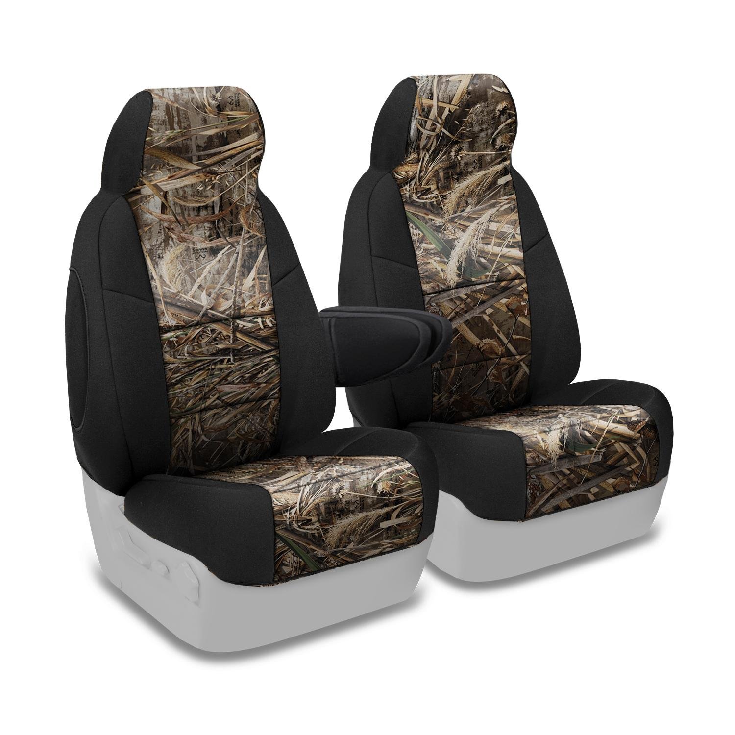 Coverking Custom Fit 50/50 Bucket Seat Cover for GMC Yukon XL - Neosupreme Camo RealTree Max-5 with Black Sides | Durable Protection for Off-Road & Hunting Adventures