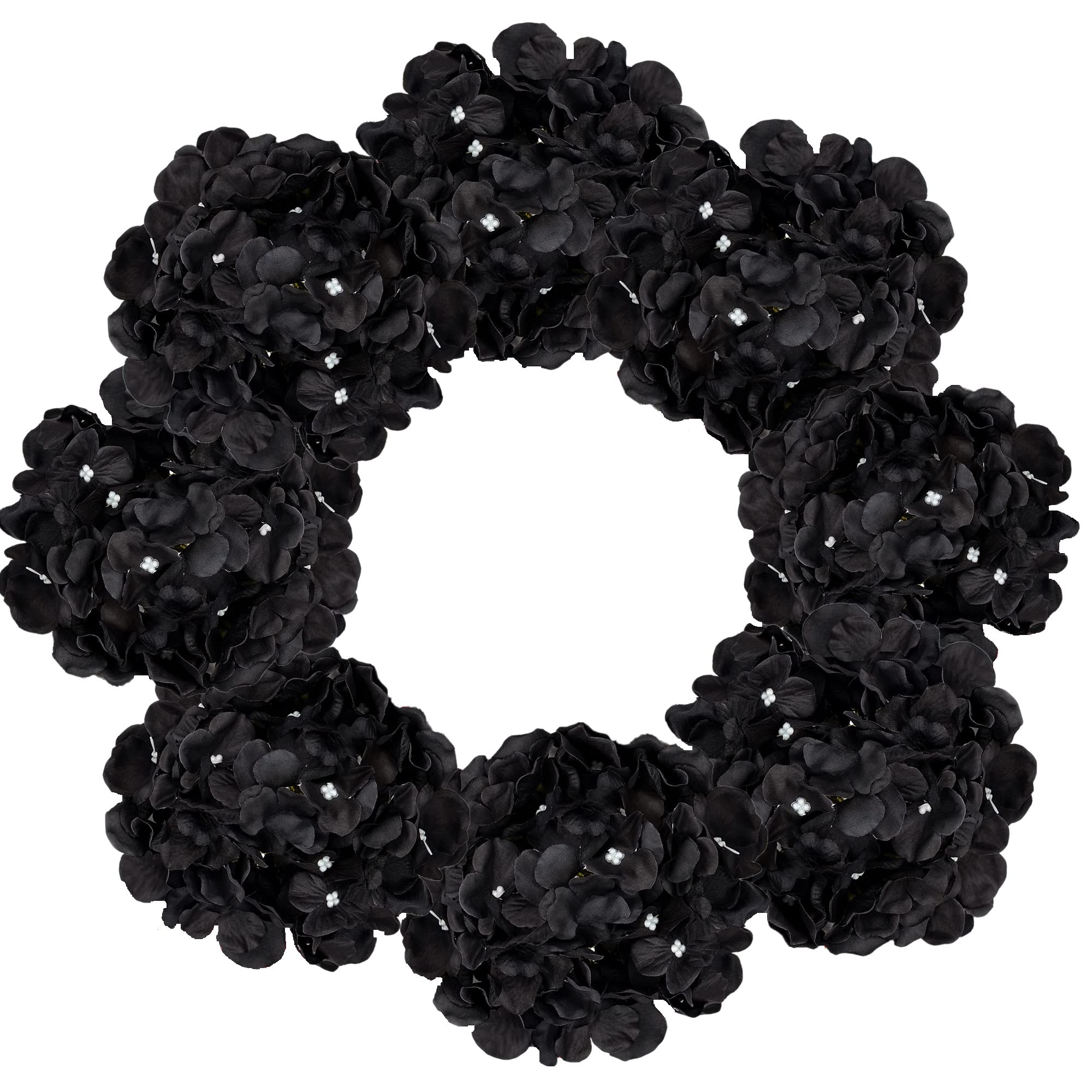 10pcs Black Hydrangea Silk Flower Heads with Stems - Artificial Wedding Flowers for Home Decor, Party & Baby Shower Arrangements - Perfect for Centerpieces, Bouquets and DIY Floral Projects