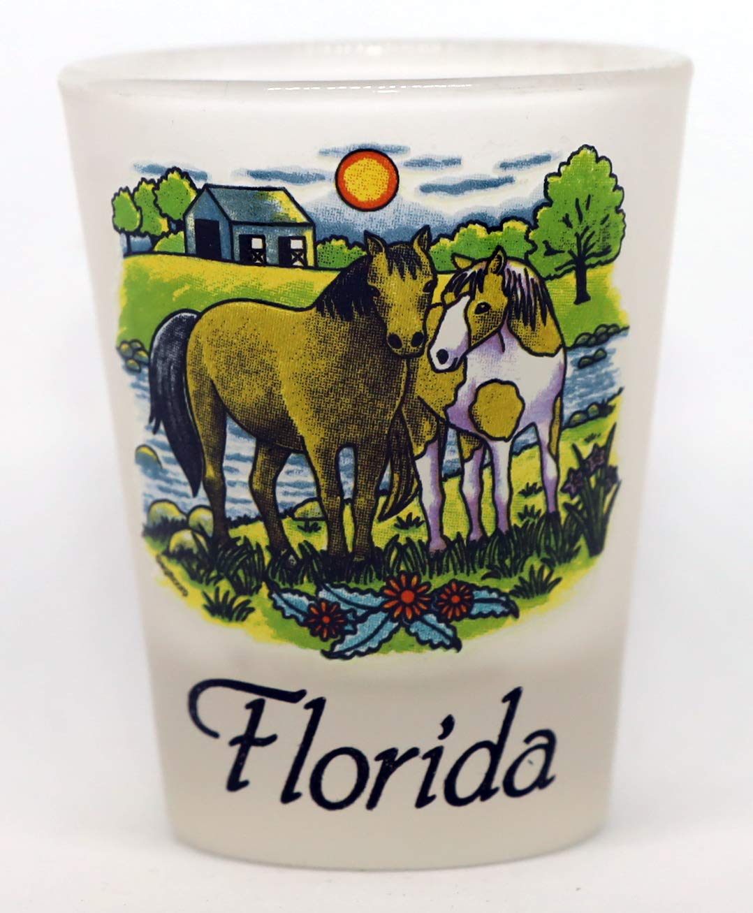 Florida Horses Frosted Collector's Souvenir Shot Glass - Perfect for Home Bar, Gifts & Party Favors - Unique Florida-Themed Drinking Glass for Bourbon, Whiskey & Cocktails