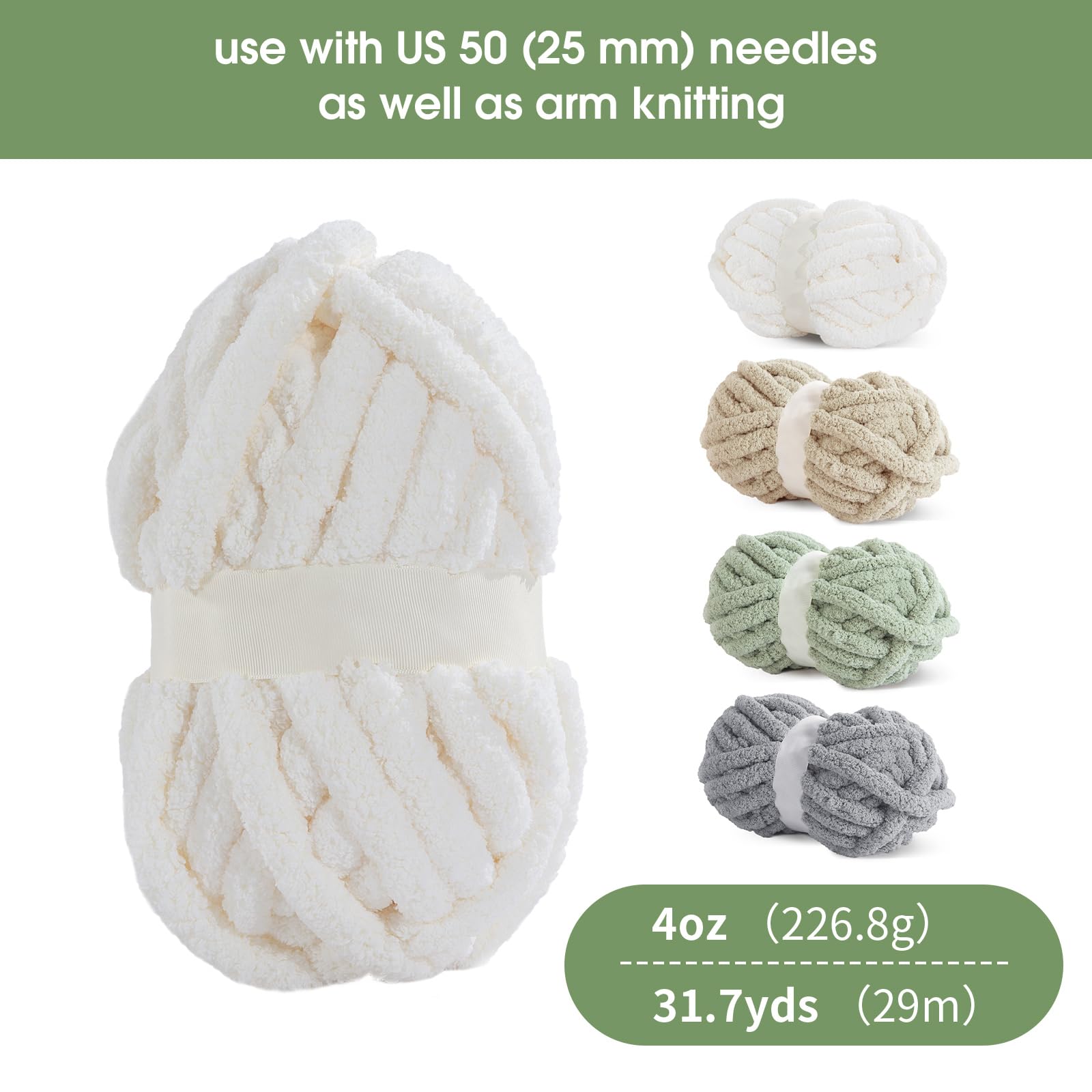 HOMBYS 8 Pack Assorted Chunky Yarn for Crocheting & Knitting - Super Bulky Soft Fluffy Plush Fuzzy Chenille Yarn (27yds, 8oz Each) - Perfect for Hand Knitting, Arm Knitting, Blankets & DIY Crafts
