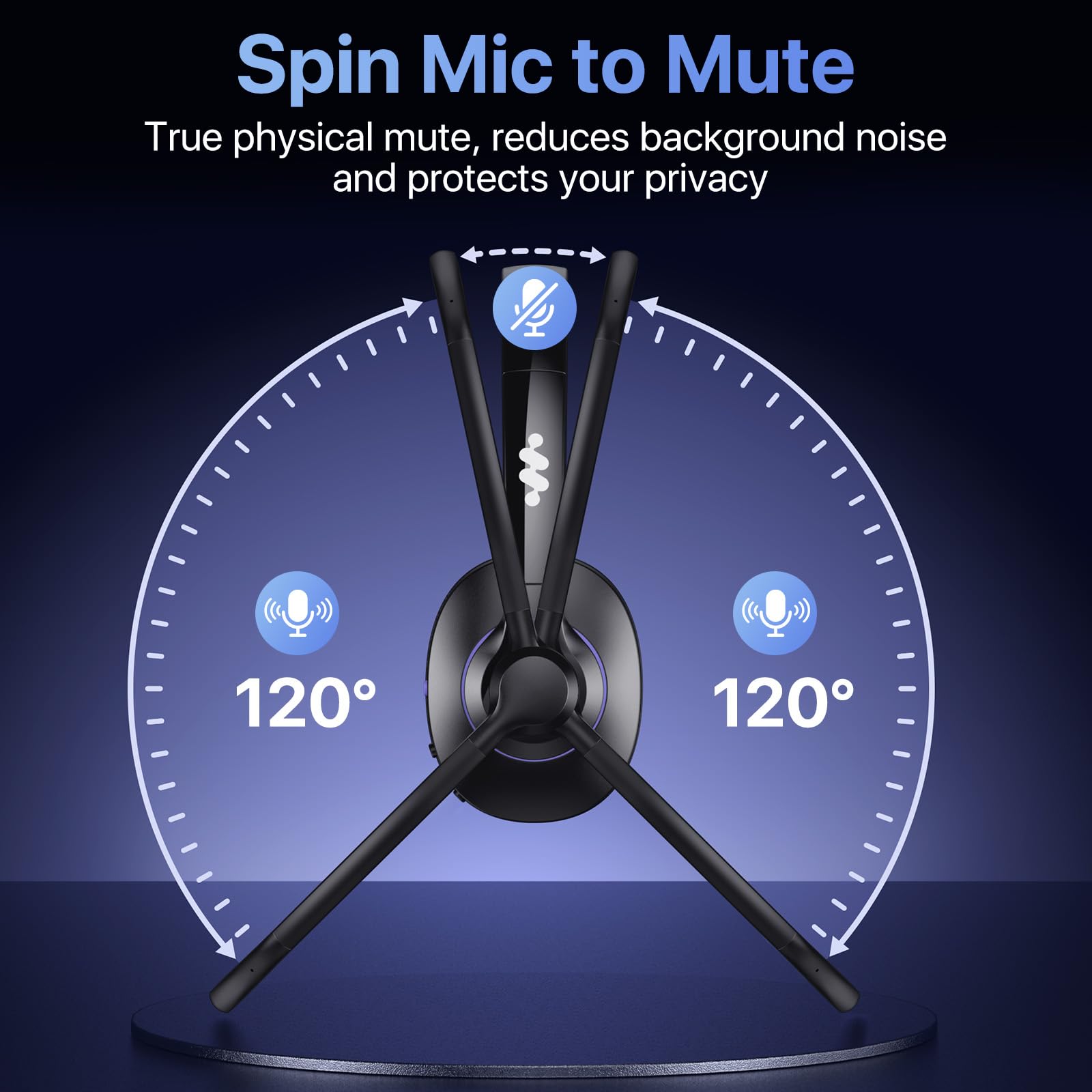 Necode Bluetooth Headset Wireless Headphones with Noise Cancelling Microphone & Mic Mute, 55Hrs Battery Life Bluetooth 5.3 Over-Ear Headset for Phone, Laptop, Computer - Perfect for Office, Gaming, and Online Meetings