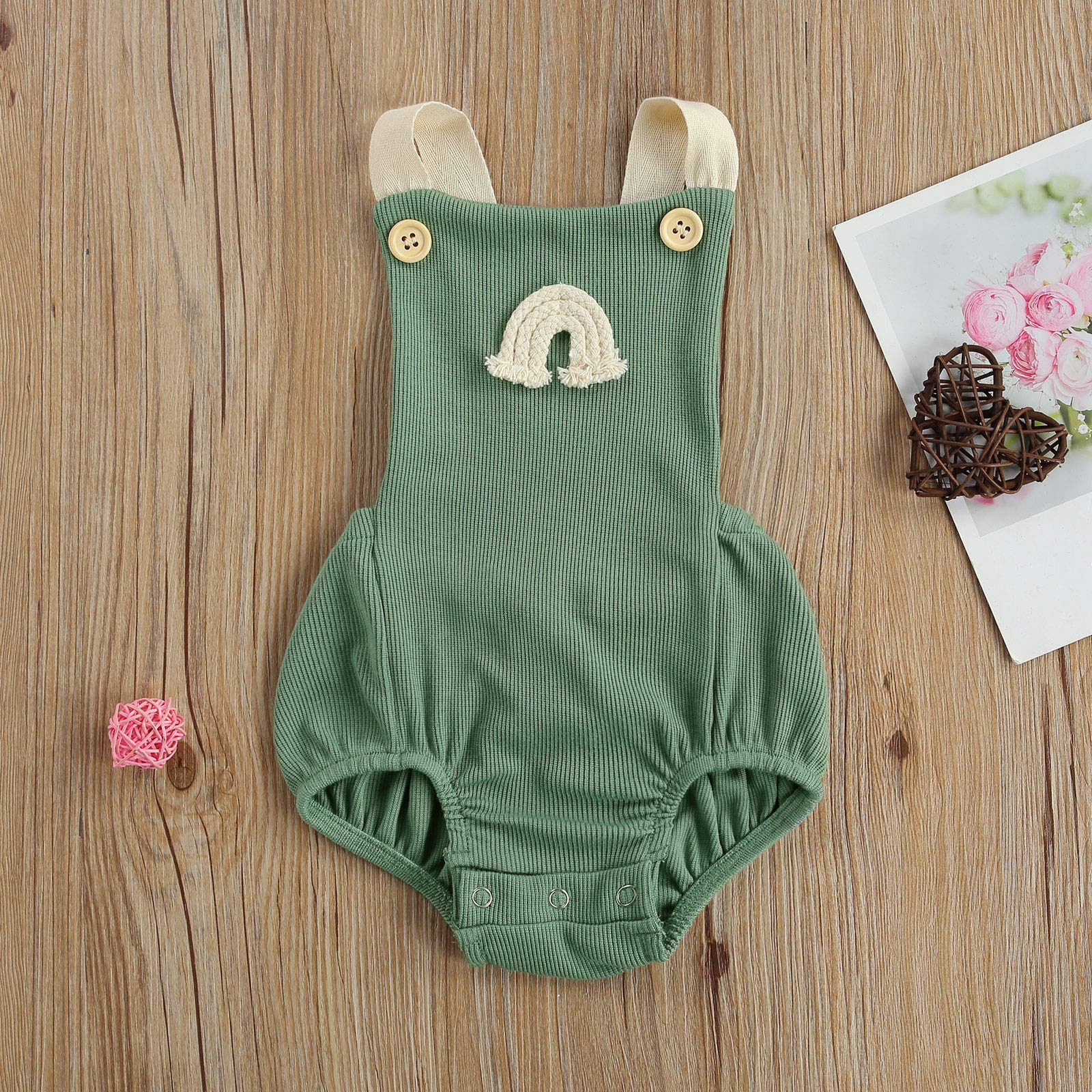 Baby Boys & Girls Sleeveless Rainbow Knitted Romper - Newborn Infant One-Piece Bodysuit with Suspenders | Soft Cotton Jumpsuit for Playtime, Photo Shoots & Summer Outings
