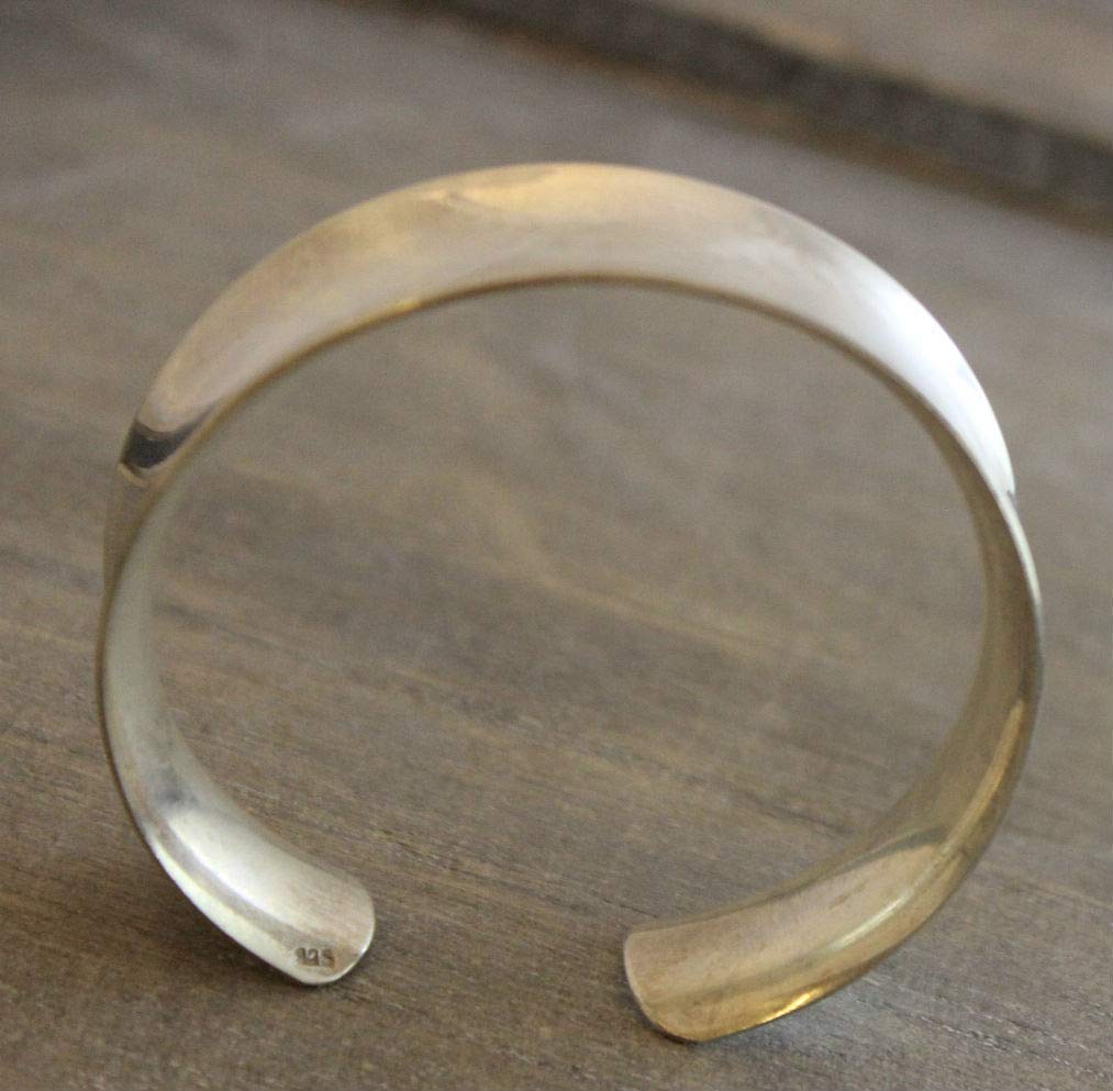 Handmade Smooth Sterling Silver 15mm Cuff Polished Bangle Bracelet for Women - Elegant Jewelry Gift for Birthday, Valentine's Day, Mother's Day - Perfect for Weddings, Anniversaries & Special Occasions