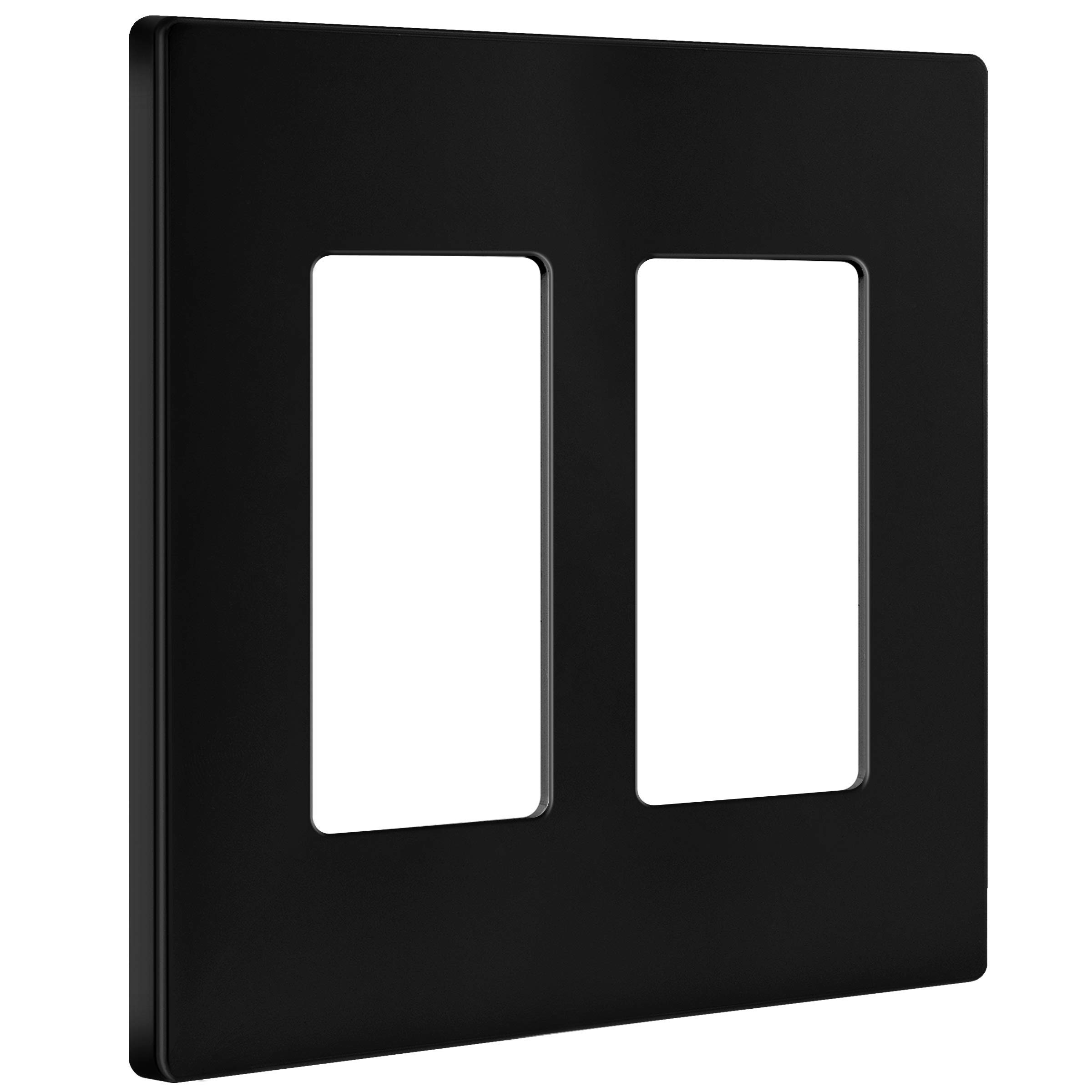 ENERLITES Screwless Decorator Wall Plates - Child Safe Outlet Covers, 2-Gang Size 4.68