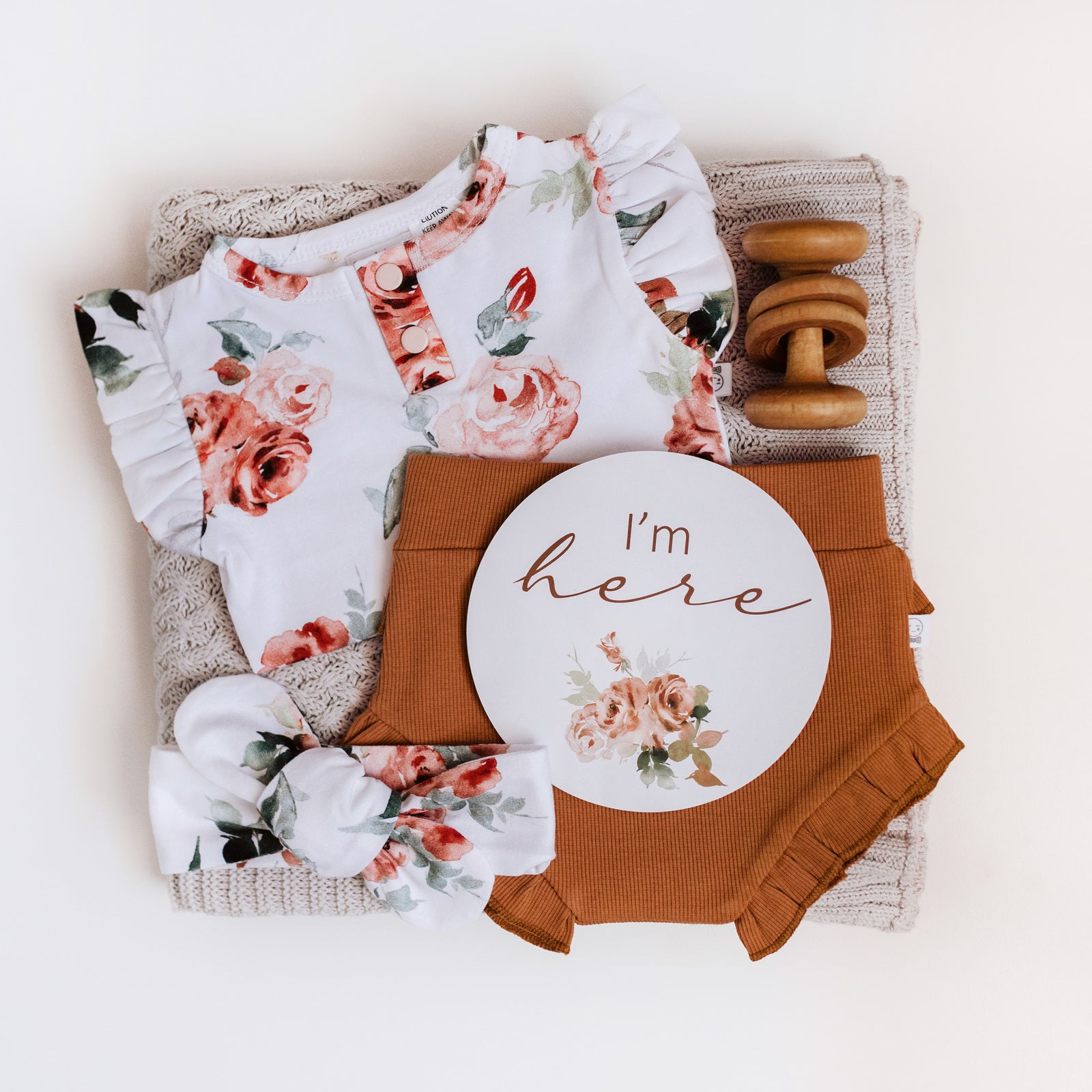Snuggle Hunny Reversible Milestone Baby Cards - Rosebud & Pink Sand - Perfect for Newborn Photo Shoots and First Year Memories