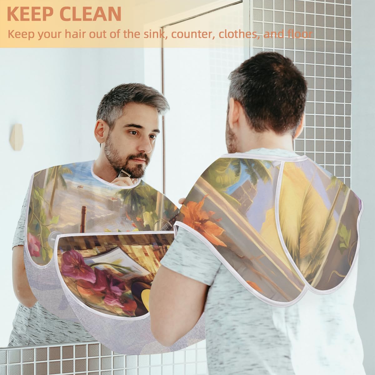 Men's Beard Shaving Bib & Hair Dye Apron - Waterproof Barber Cape for Haircut, Makeup & Tattoo Artists - Sink Hair Catcher for Easy Cleanup - Perfect Gift for Barbers & Grooming Enthusiasts (Great for Home Salon, Barber Shops & DIY Grooming)