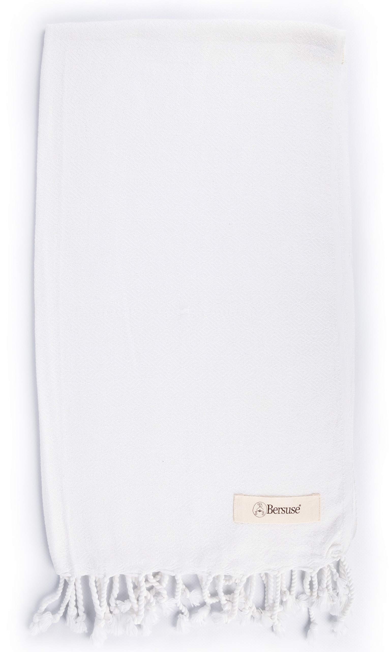 Bersuse 100% Cotton Turkish Bath Towels - Ultra Absorbent, Soft & Quick-Drying Hand Towels for Bathroom, Kitchen, Hair & Face - 23x43 Inches White (Set of 12) - Perfect for Spa, Gym, Beach & Home Use