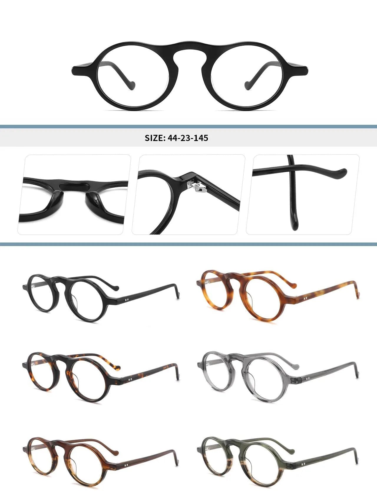 CCspace Unisex Full Rim Oval Acetate Eyeglasses 300316 - Lightweight & Durable Frame for Men & Women - Perfect for Reading, Work, and Everyday Fashion