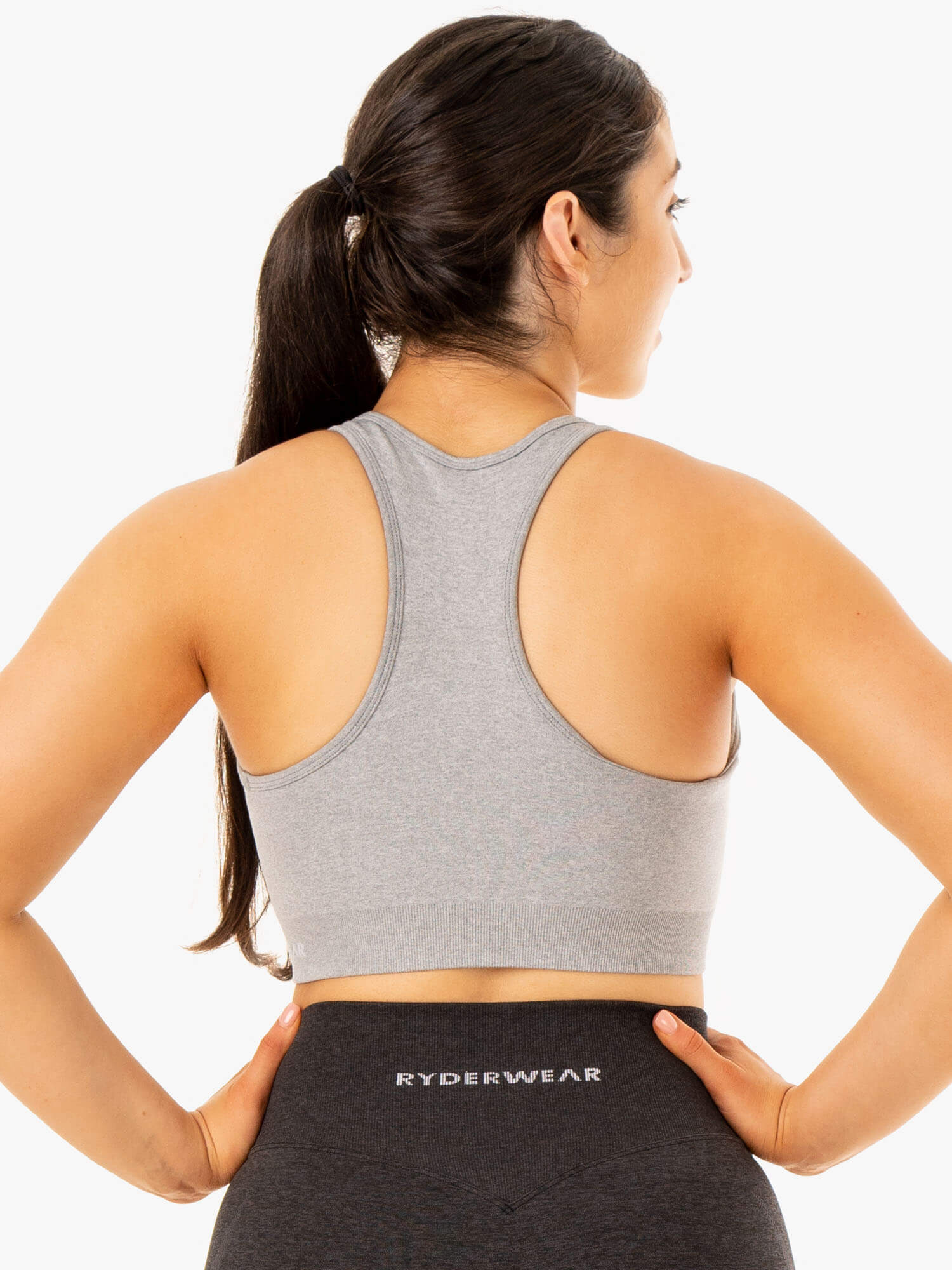 High-Quality Staples Seamless Racerback Sports Bra - Grey Marl - Comfortable & Supportive for Yoga, Running & Gym Workouts