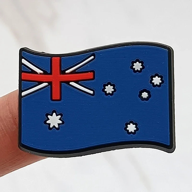 1Pcs Flag Icon PVC Shoe Charms - Decorative Sandals Accessories for Clogs & Buckle Shoes - Fun Kids Party Favors & Gift Ideas - Perfect for Beach Outfits, Summer Fashion & Costume Parties