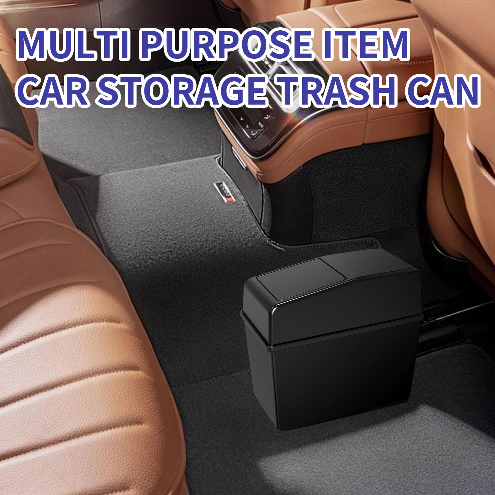 1 Pcs Black Car Trash Can with Lid - Universal Portable Auto Garbage Bin for Cars, SUVs, Trucks & Office Use - Perfect for Road Trips, Commuting & Keeping Vehicle Clean
