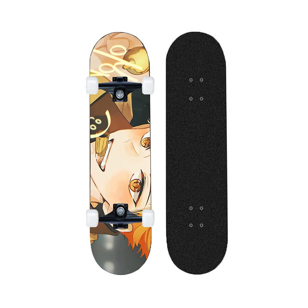 Chengnuo Anime Standard Skateboard - 7 Layer Maple Double Kick Deck with Concave Design - Haikyuu!! Themed (28 Inch) - Perfect for Street Skating & Anime Fans Collection