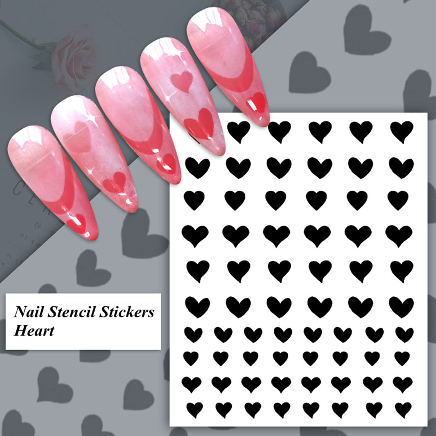 CXUEMH 12 Sheets Reusable DIY Nail Stencils - Hollow Vinyl Stickers for Nail Art Designs (Stars, Bears, Butterfly, French Tips) - Professional Nail Decorations for Manicure & Salon Use - Perfect for Home DIY, Nail Parties & Professional Nail Artists (Black)