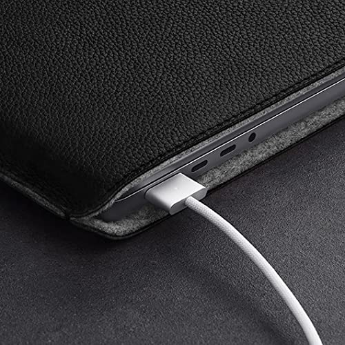 Premium Genuine Leather Sleeve Case for 13-inch MacBook Pro & 13.6-inch MacBook Air - Protective Black Laptop Cover - Perfect for Office, Travel & Business Professionals