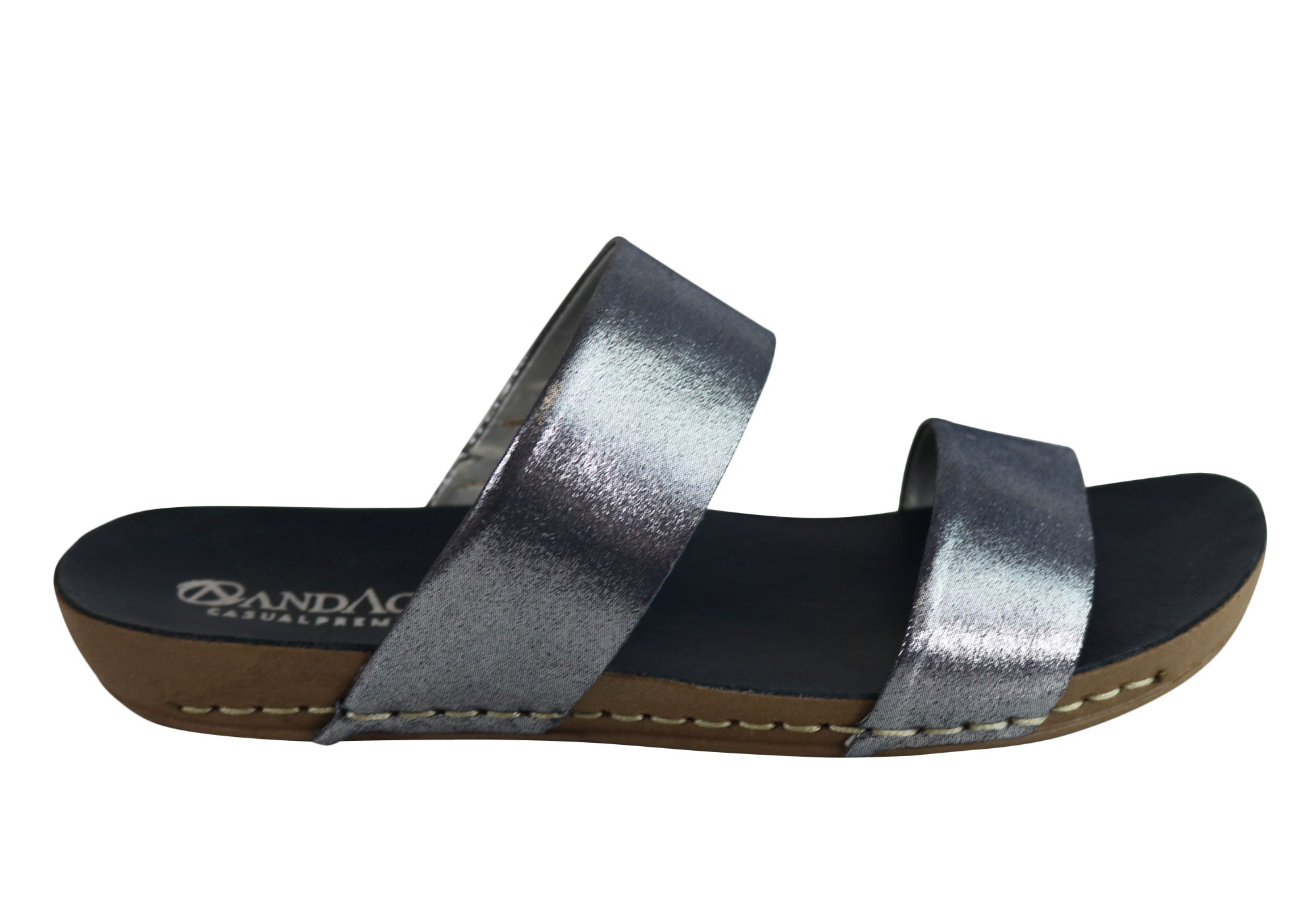 Andacco Mirage Women's Comfortable Leather Flat Sandals Slides - Handmade in Brazil - Perfect for Beach, Vacation & Summer Casual Wear