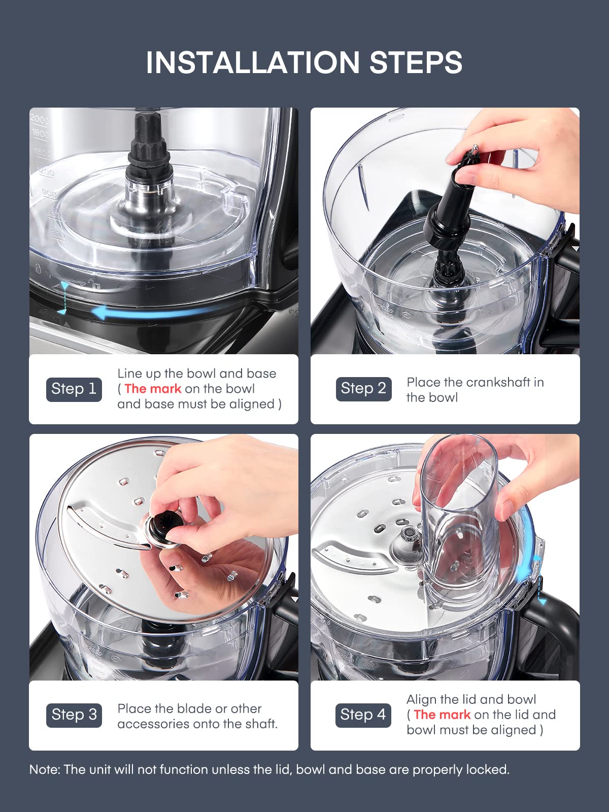 FOHERE 3.5L Multifunctional Food Processor & Blender Combo - 3-Speed with 1.5L Jug for Blending, Dicing, Slicing, Shredding, Mincing & Pureeing - Perfect for Meal Prep, Smoothies & Home Cooking
