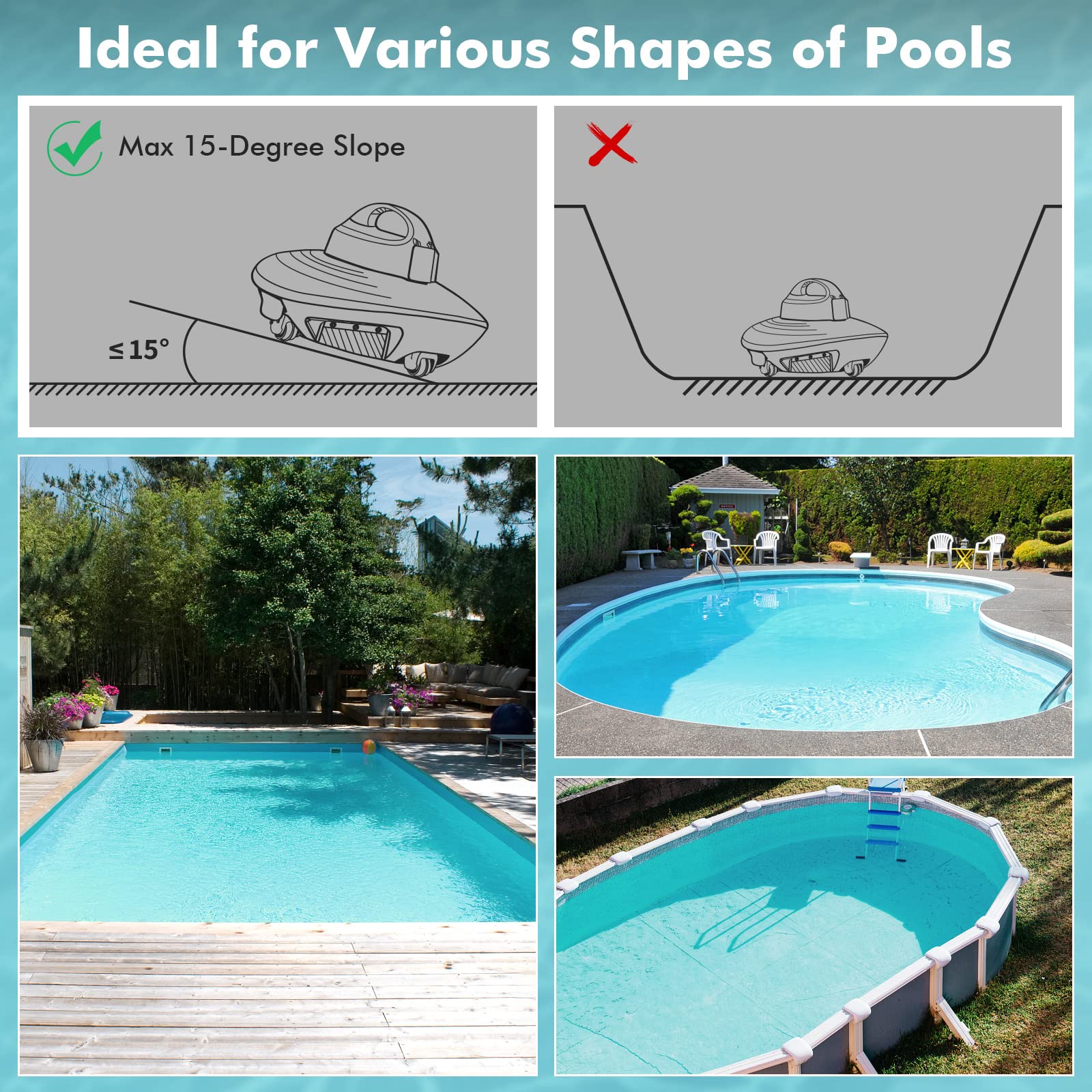 HYDRUS Robotic Cordless Pool Vacuum Cleaner - Brushless Motor, Powerful Suction for Above Ground & Inground Pools up to 50 Ft | 90 Min Runtime, Self-Parking Feature | Ideal for Summer Pool Maintenance, Backyard Cleaning & Family Swim Days