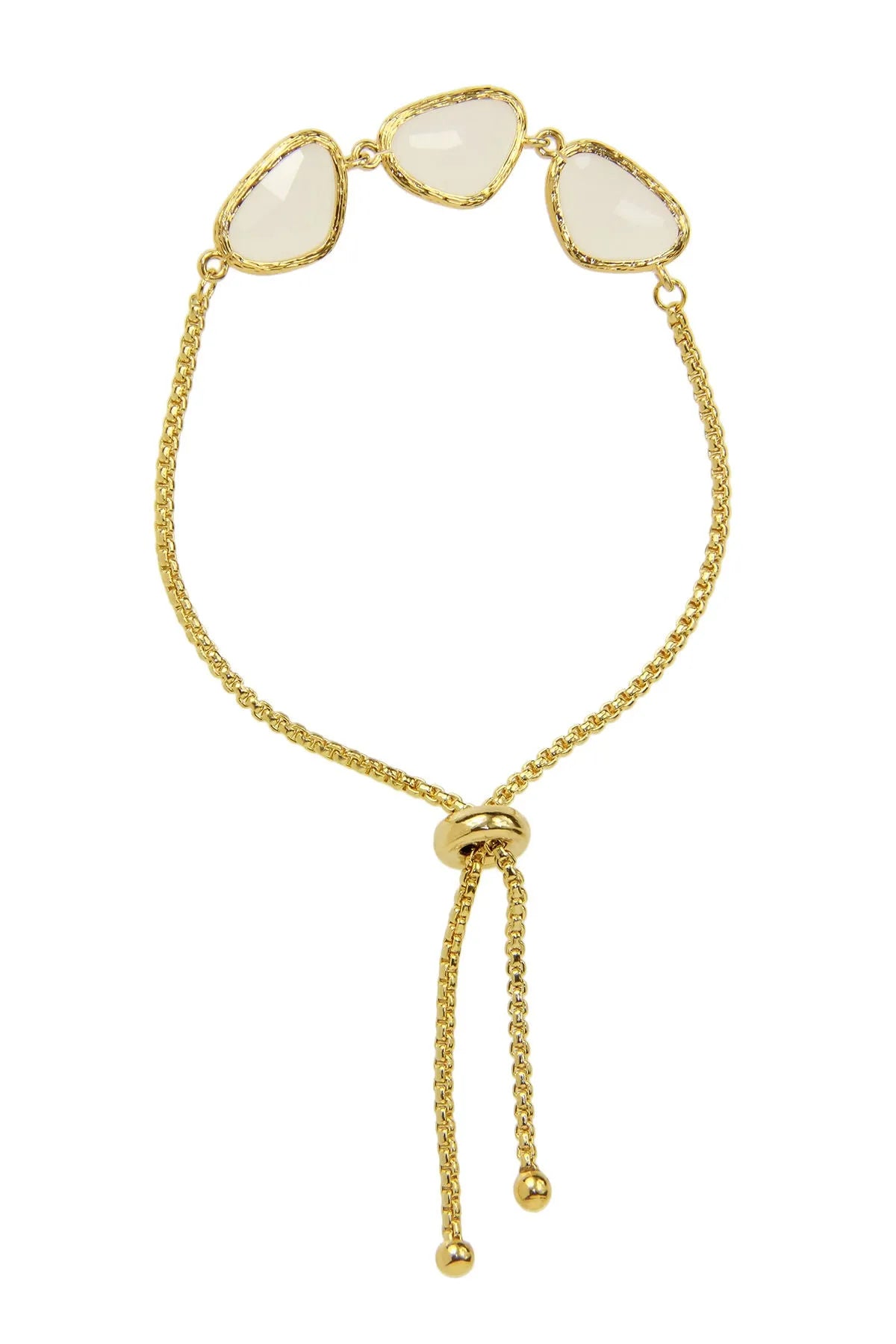 Gemstone Triple Pendant Toggle Bracelet - Elegant Adjustable Beaded Jewelry for Women | Perfect for Parties, Weddings & Everyday Wear